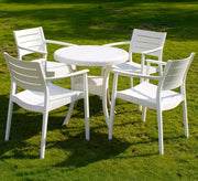 White outdoor dining set with a classic and elegant design - Vitrine Furniture - Outdoor Products