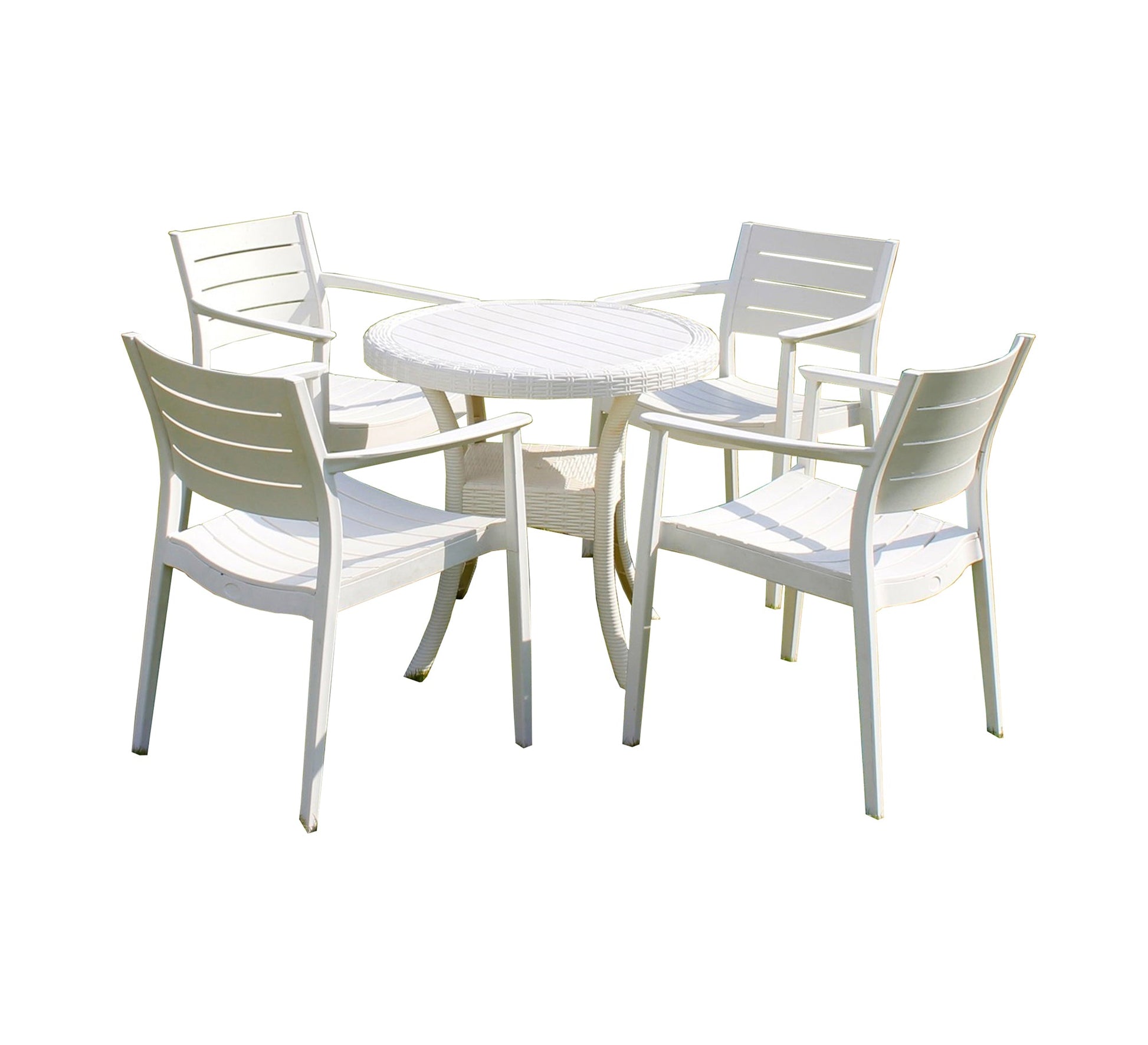 White outdoor dining set with a classic and elegant design - Vitrine Furniture - Outdoor Products