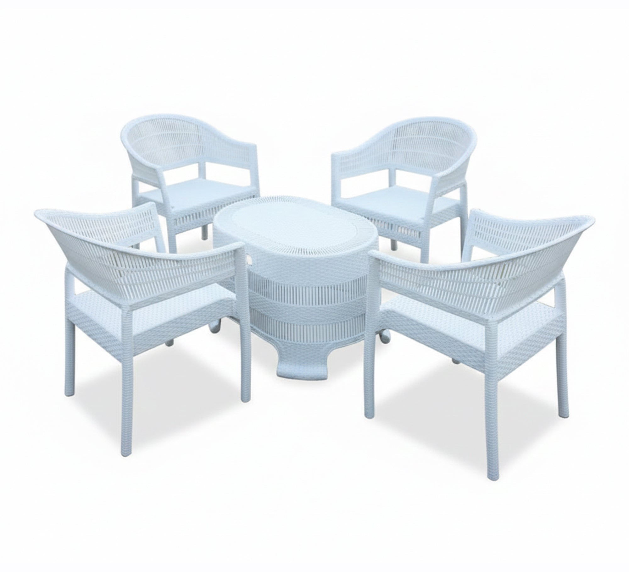 White oval outdoor seating set, elegant and modern - Vitrine Furniture - Outdoor Products