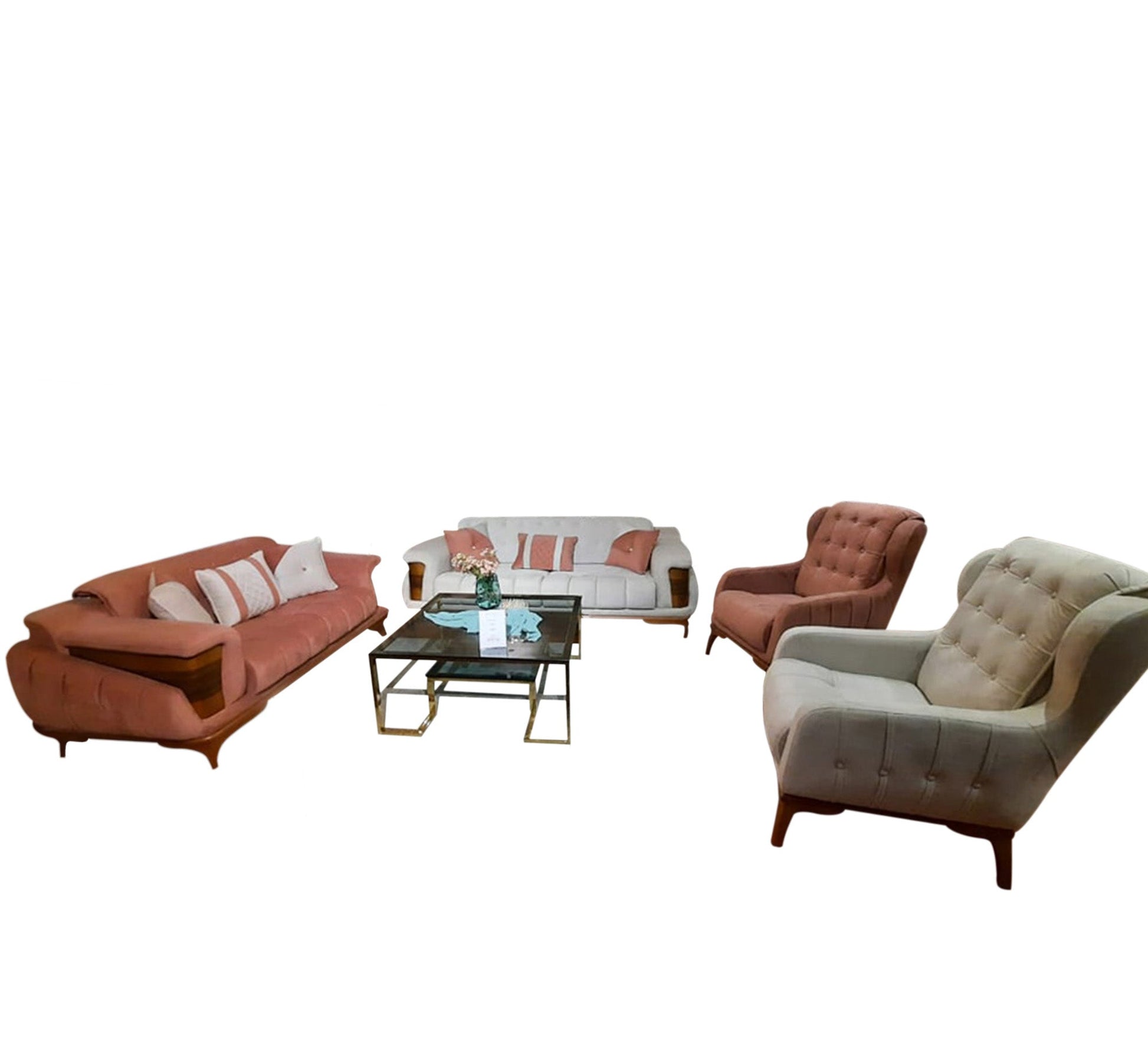 White * Pink Capotone living room - Vitrine Furniture - Salon Sets