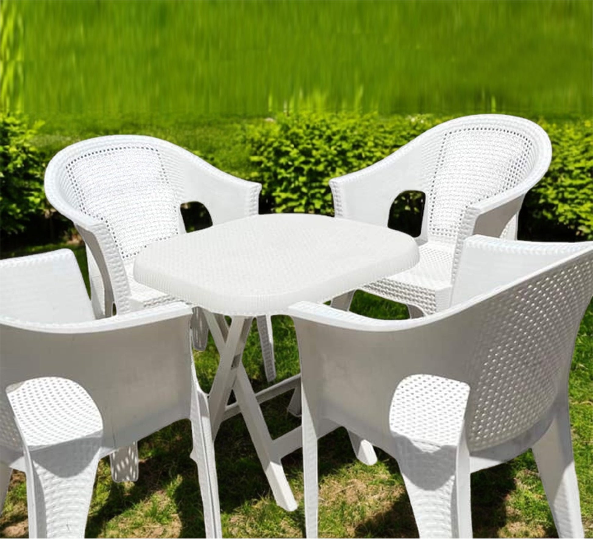 White rattan set, practical, stylish, and perfect for the garden - Vitrine Furniture - Outdoor Products
