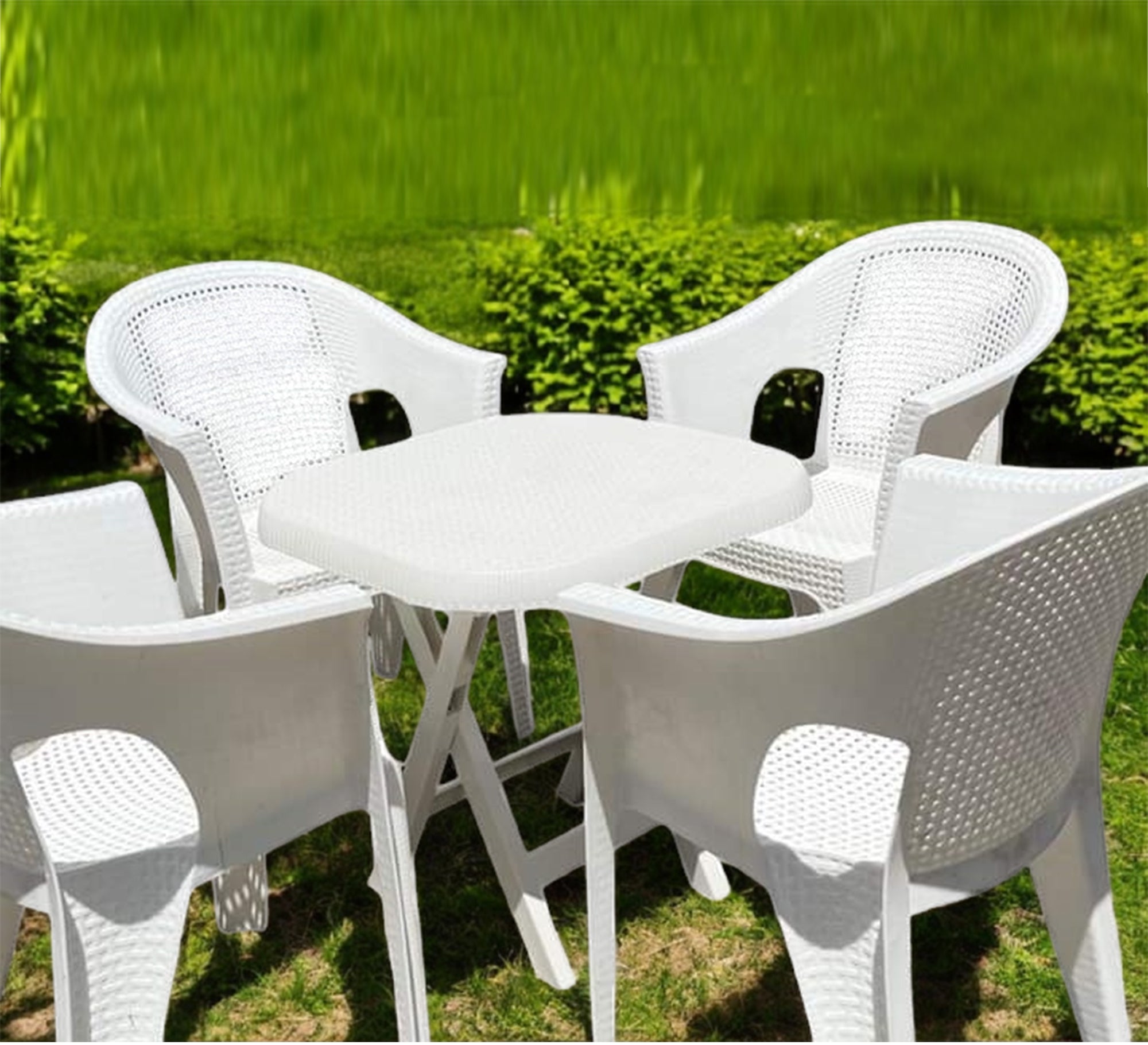 White rattan set, practical, stylish, and perfect for the garden - Vitrine Furniture - Outdoor Products