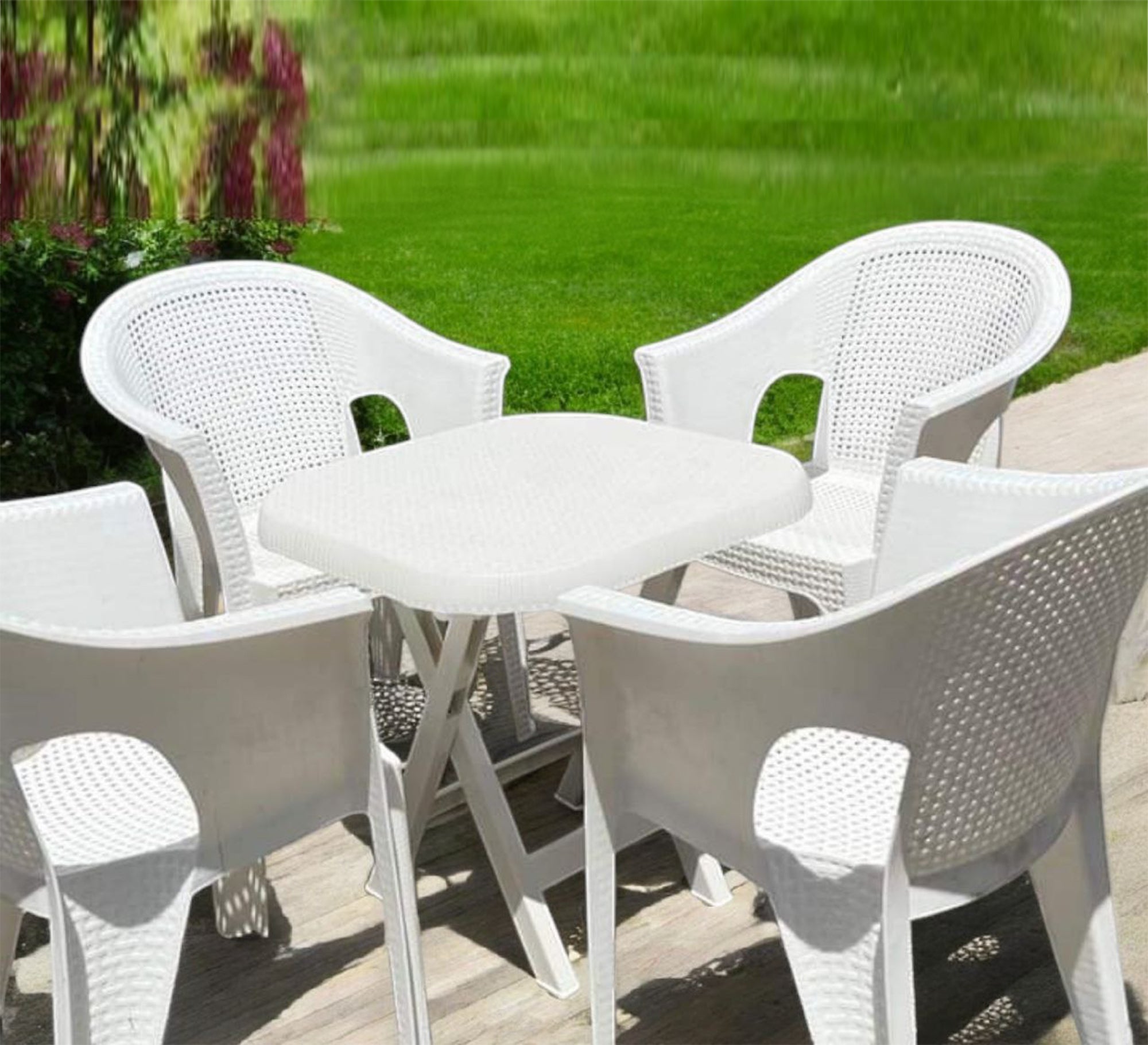 White rattan set, practical, stylish, and perfect for the garden - Vitrine Furniture - Outdoor Products