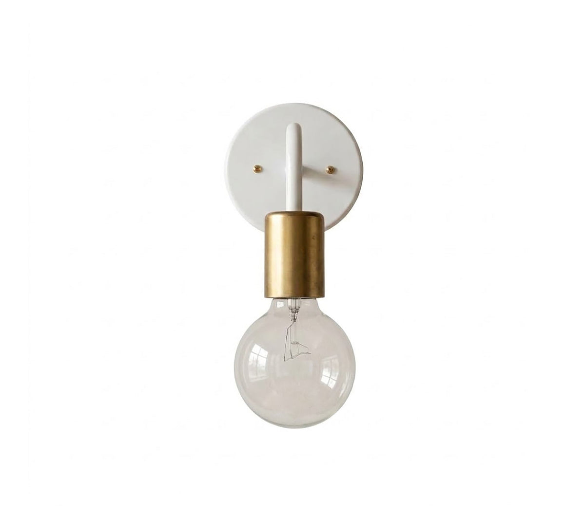 White Sconce with Brass Gold Socket - Vitrine Furniture - Wall Sconce