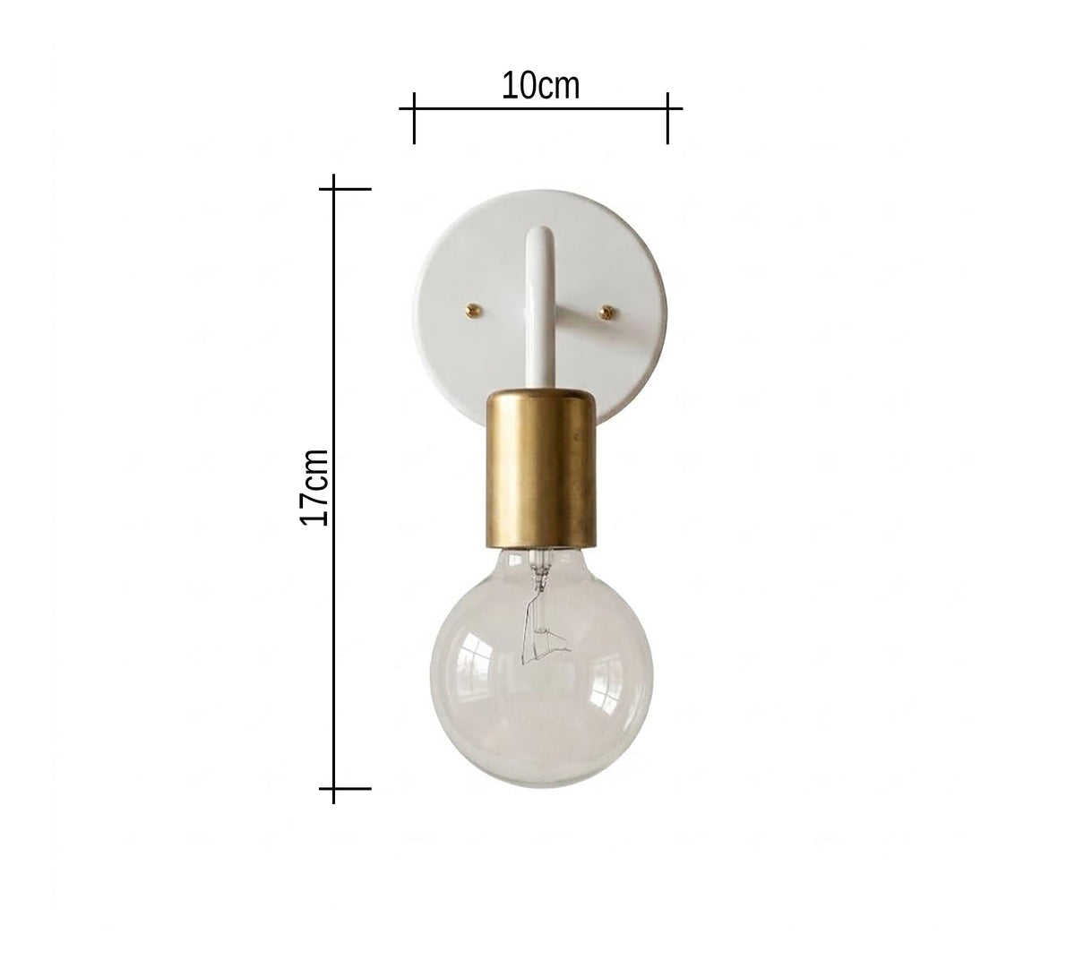 White Sconce with Brass Gold Socket - Vitrine Furniture - Wall Sconce