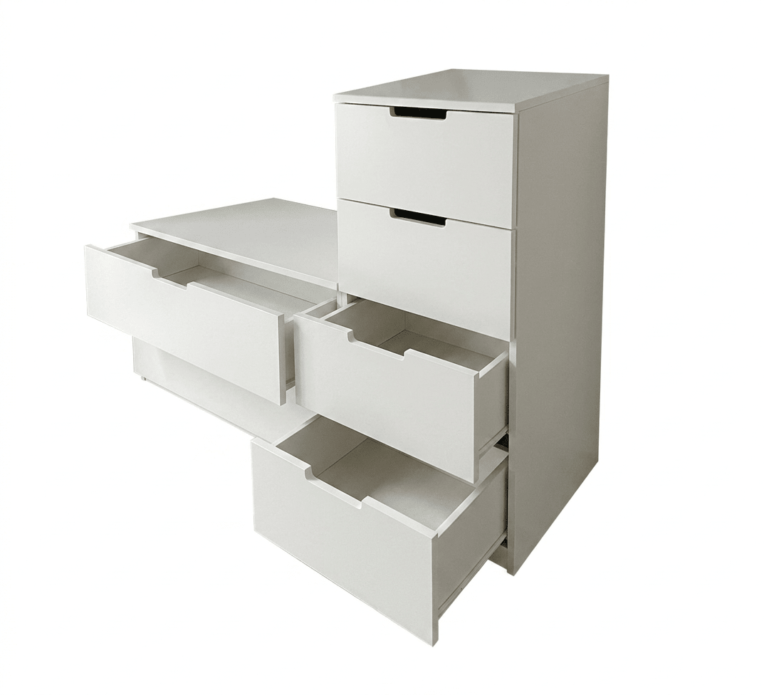 White shoe rack with a bench and 6 drawers - Vitrine Furniture - Shoe Racks