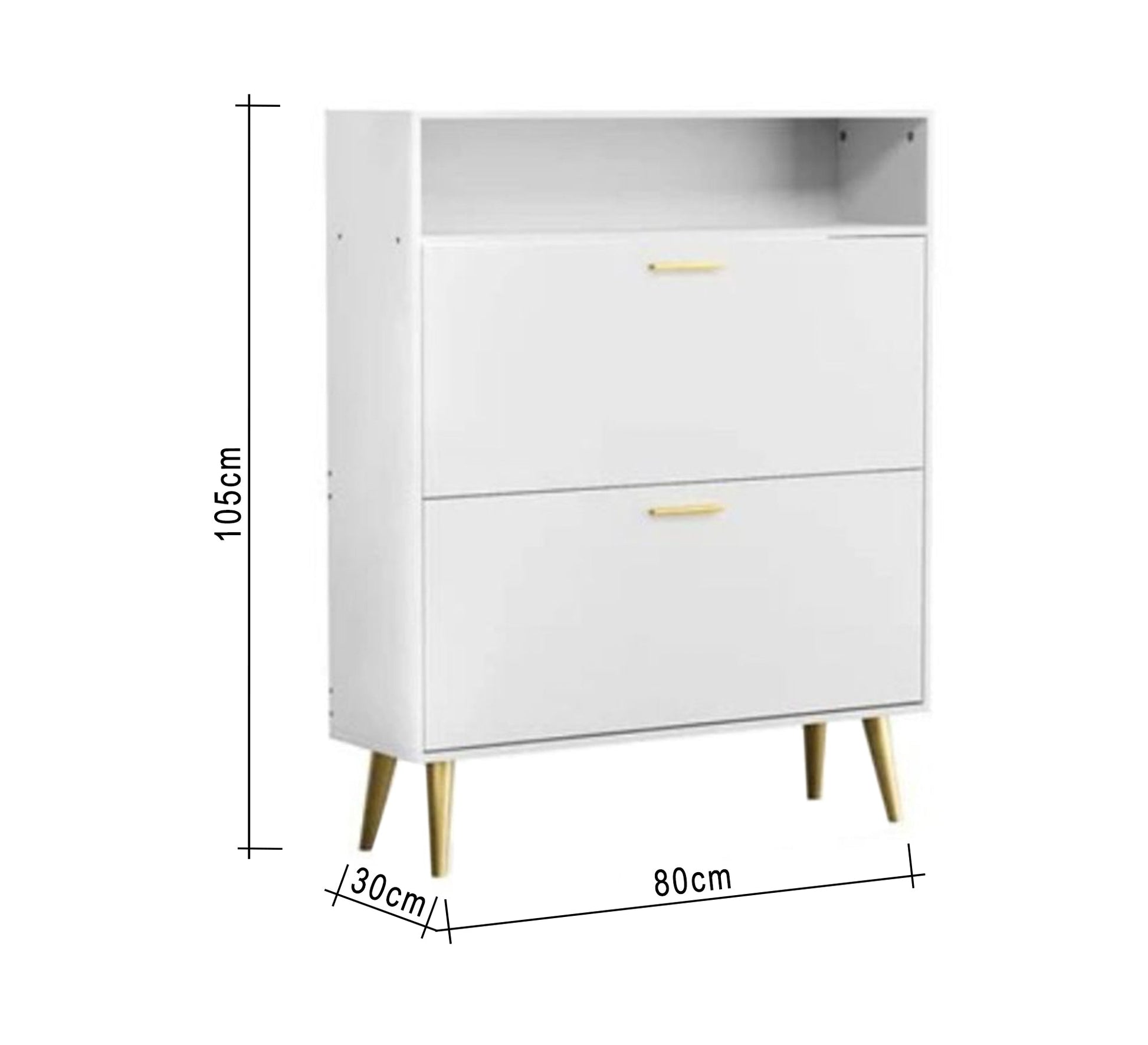 White shoe rack with graceful gold legs - Vitrine Furniture - Furniture