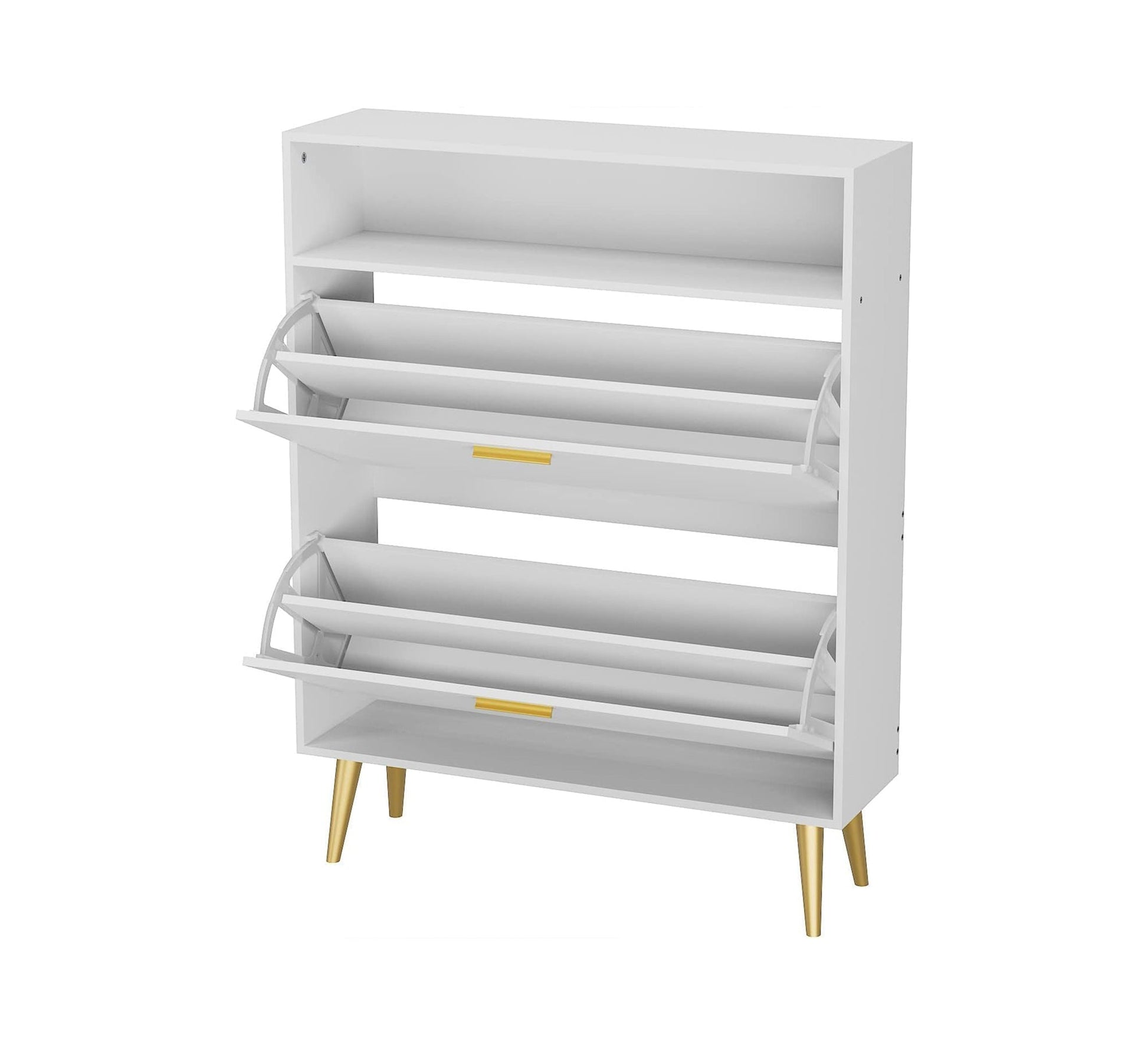 White shoe rack with graceful gold legs - Vitrine Furniture - Furniture