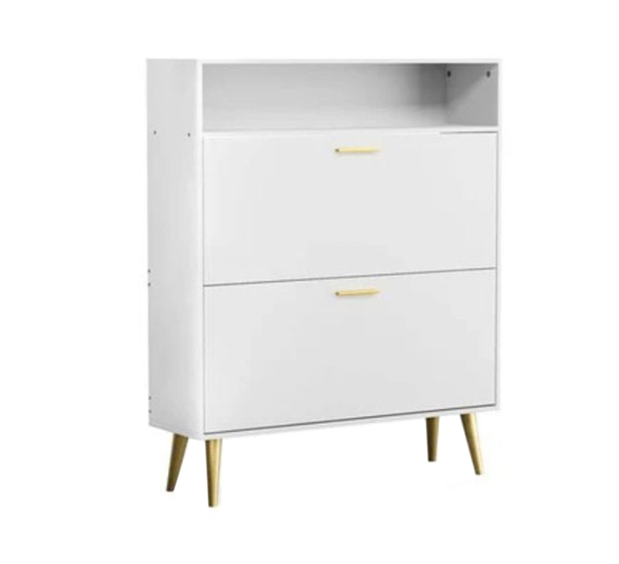 White shoe rack with graceful gold legs - Vitrine Furniture - Furniture