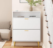 White shoe rack with graceful gold legs - Vitrine Furniture - Furniture