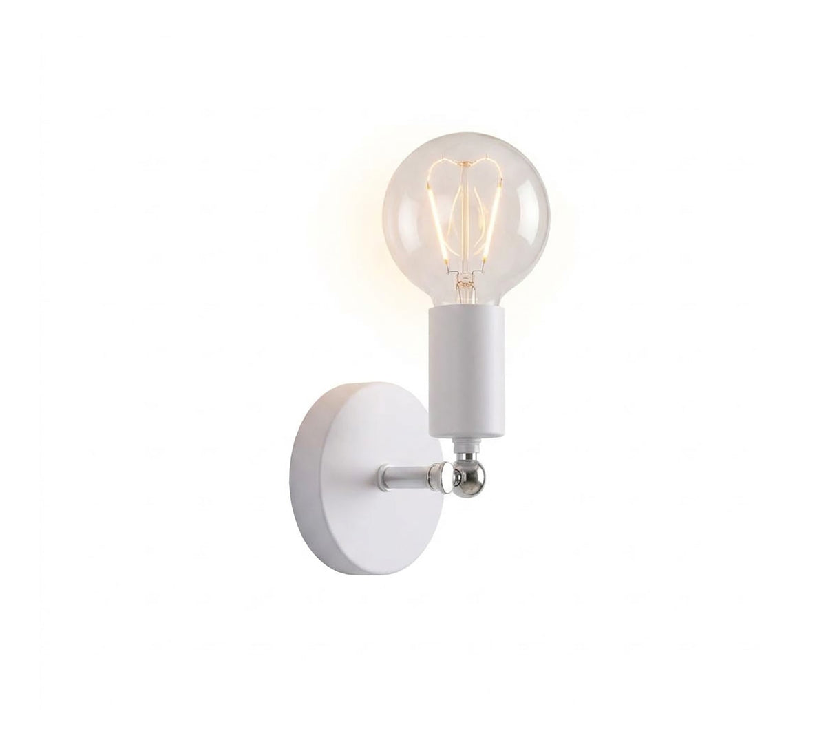 White Short Arm Exposed Bulb Sconce - Vitrine Furniture - Wall Sconce