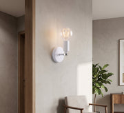 White Short Arm Exposed Bulb Sconce - Vitrine Furniture - Wall Sconce