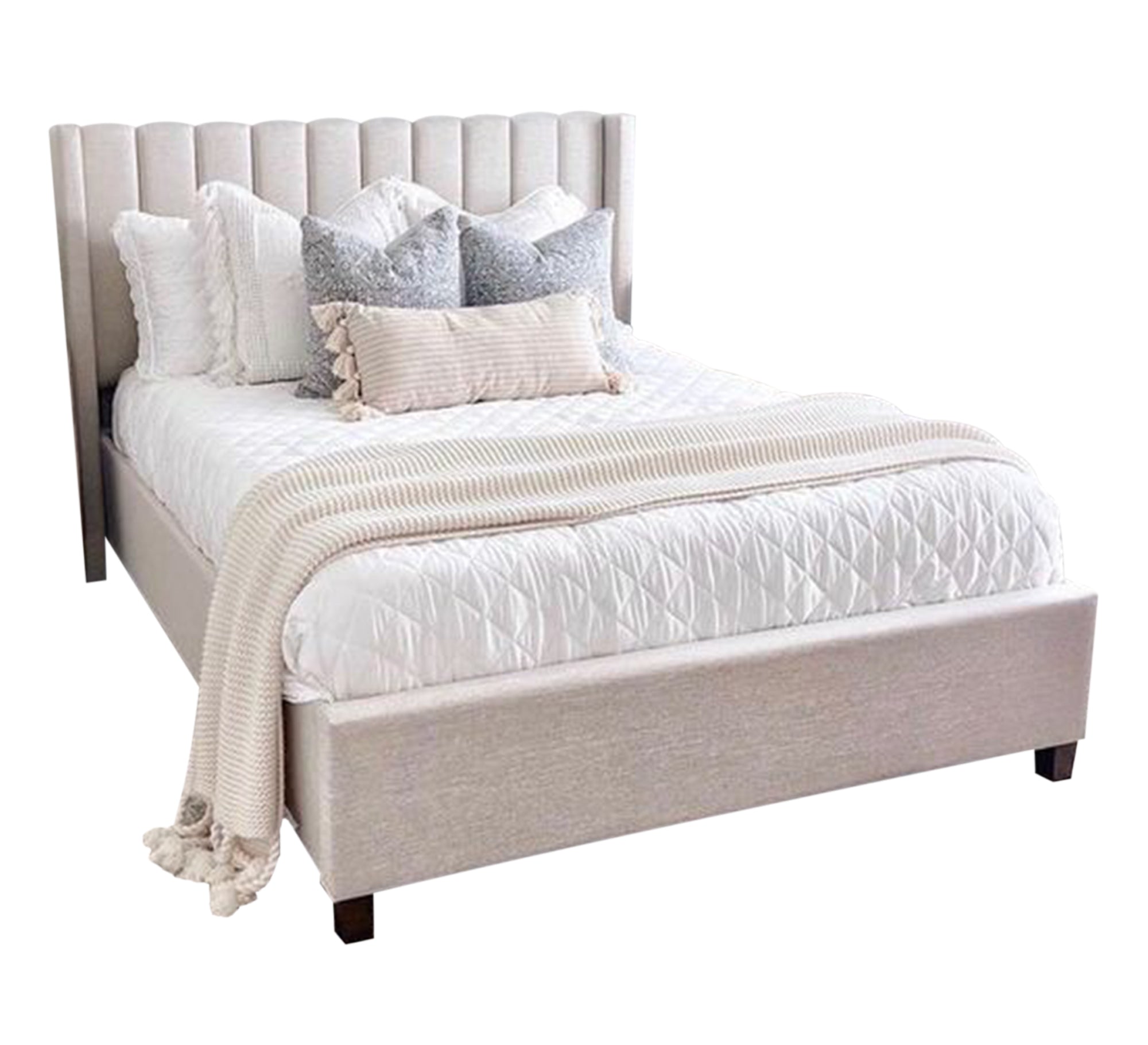 White single bed with upholstered back - Vitrine Furniture - Furniture