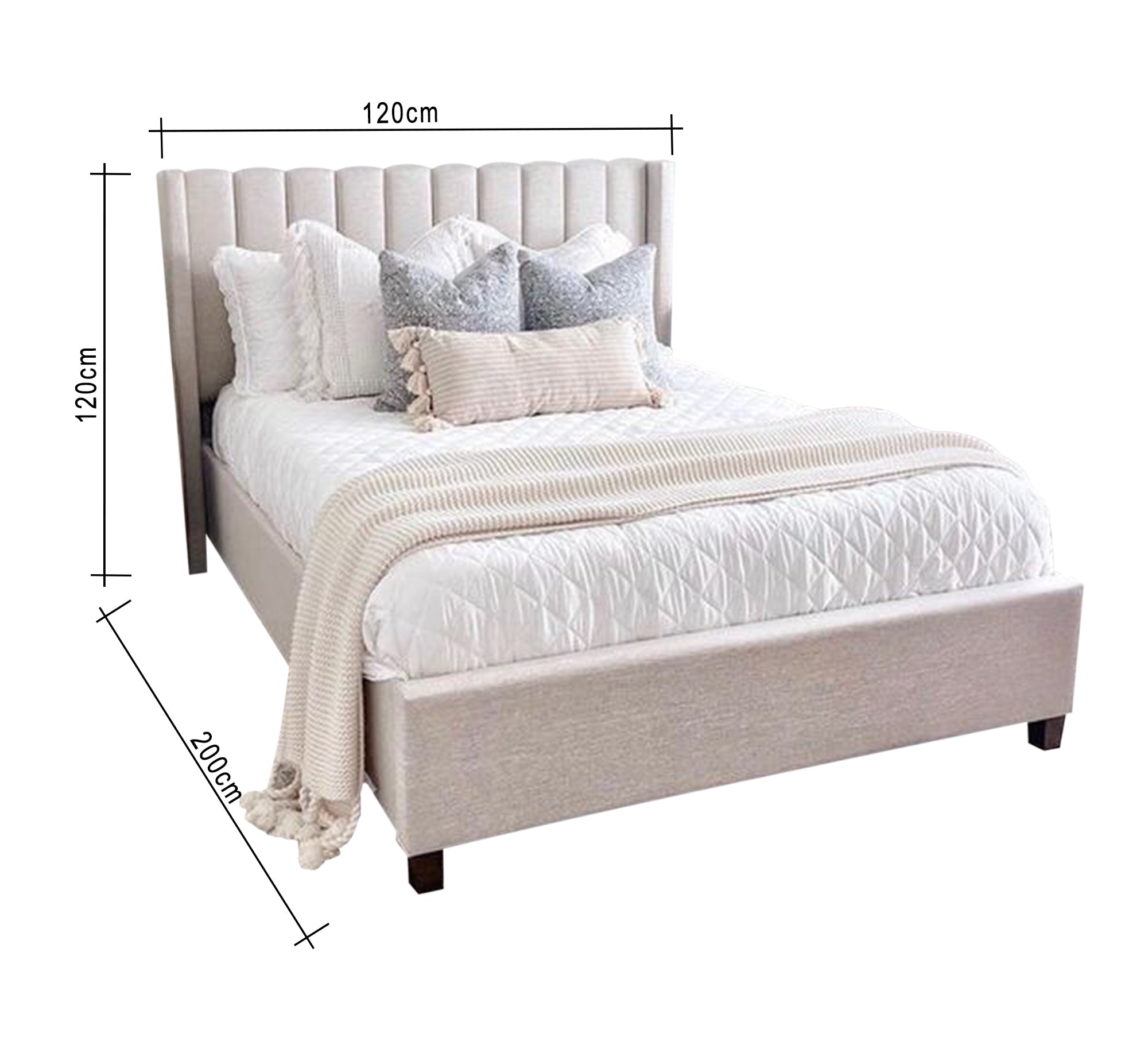 White single bed with upholstered back - Vitrine Furniture - Furniture