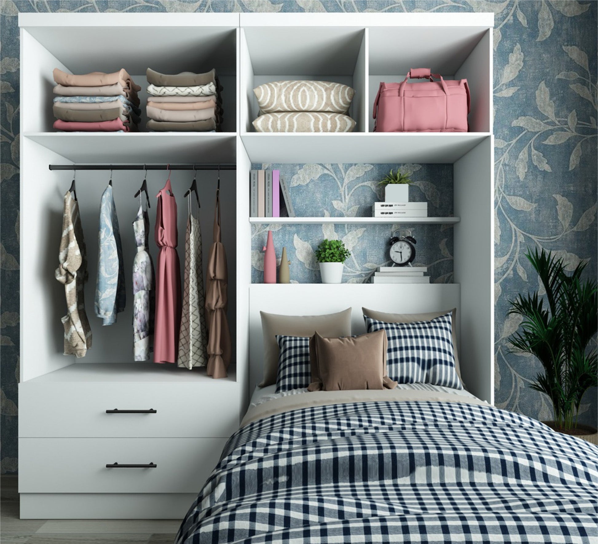 White single bedroom with large wardrobe - Vitrine Furniture - Furniture