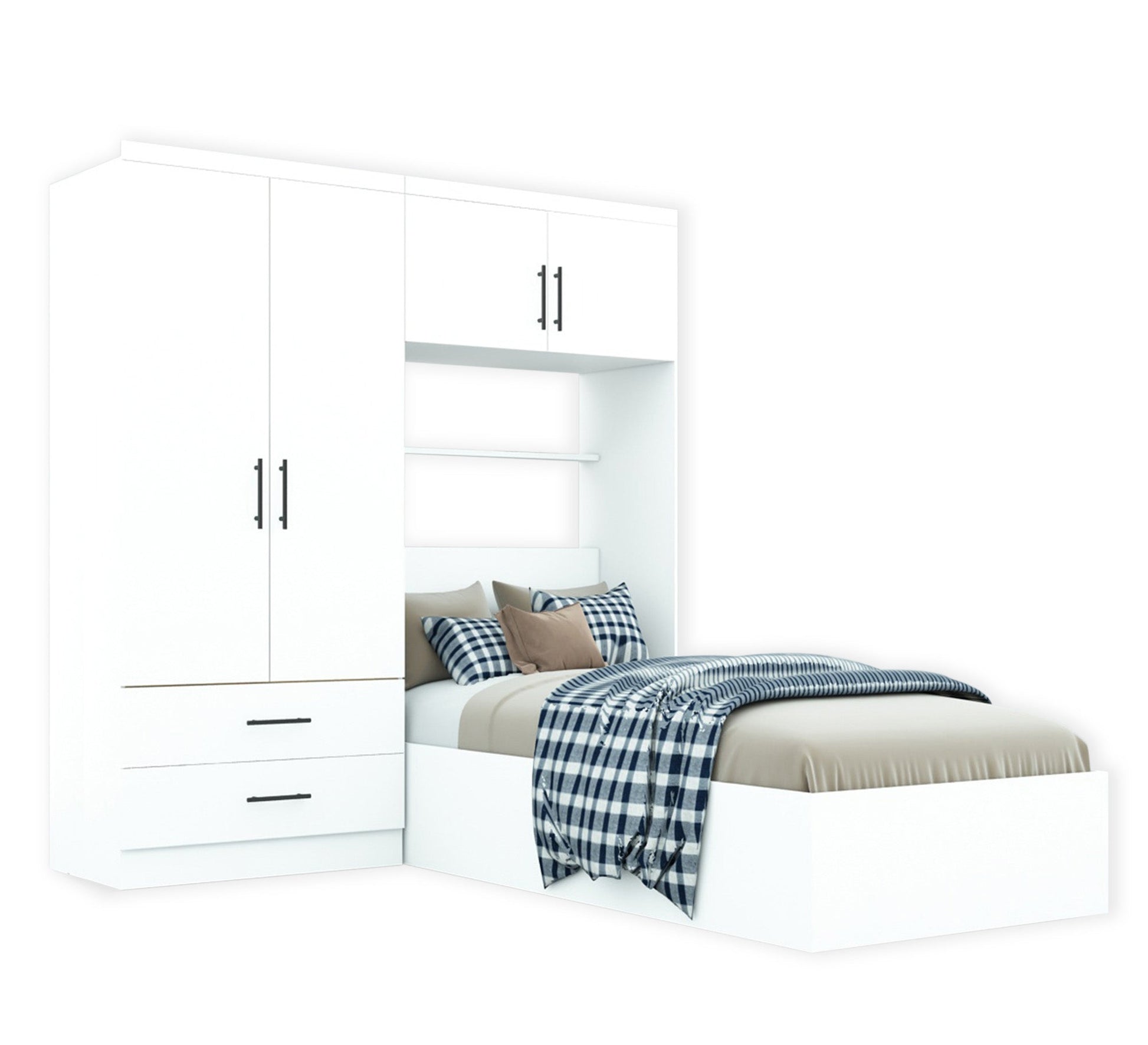 White single bedroom with large wardrobe - Vitrine Furniture - Furniture