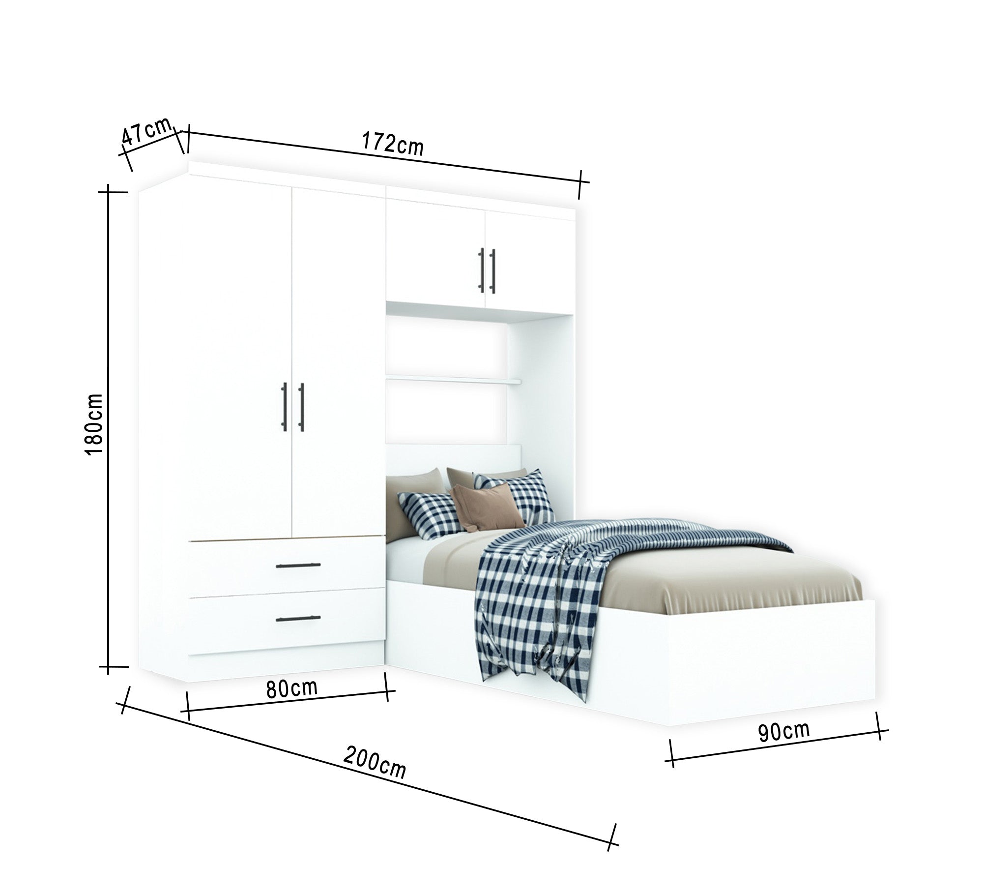 White single bedroom with large wardrobe - Vitrine Furniture - Furniture