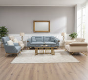 White * sky blue living room - Vitrine Furniture - Salon Sets