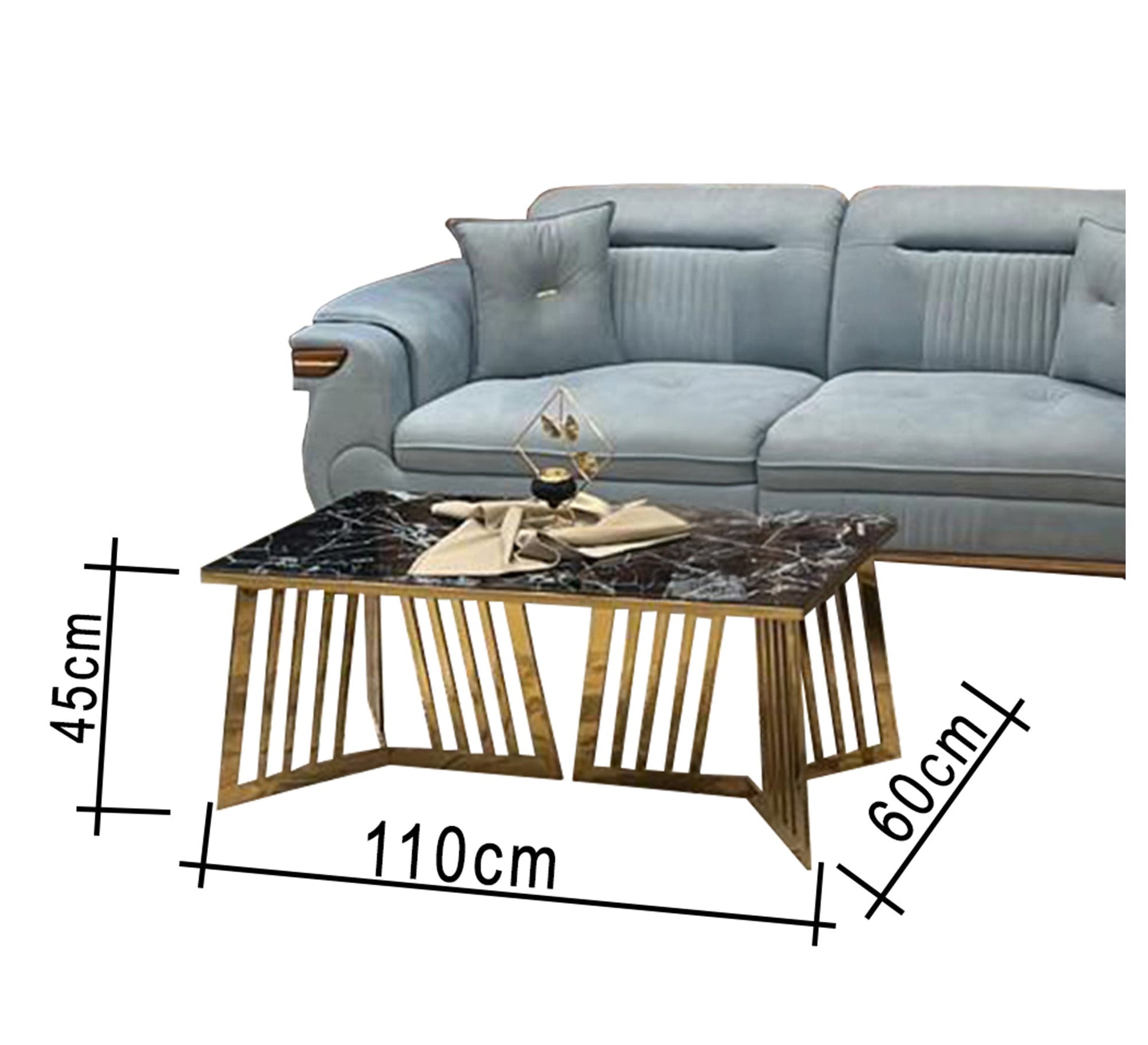 White * sky blue living room - Vitrine Furniture - Salon Sets