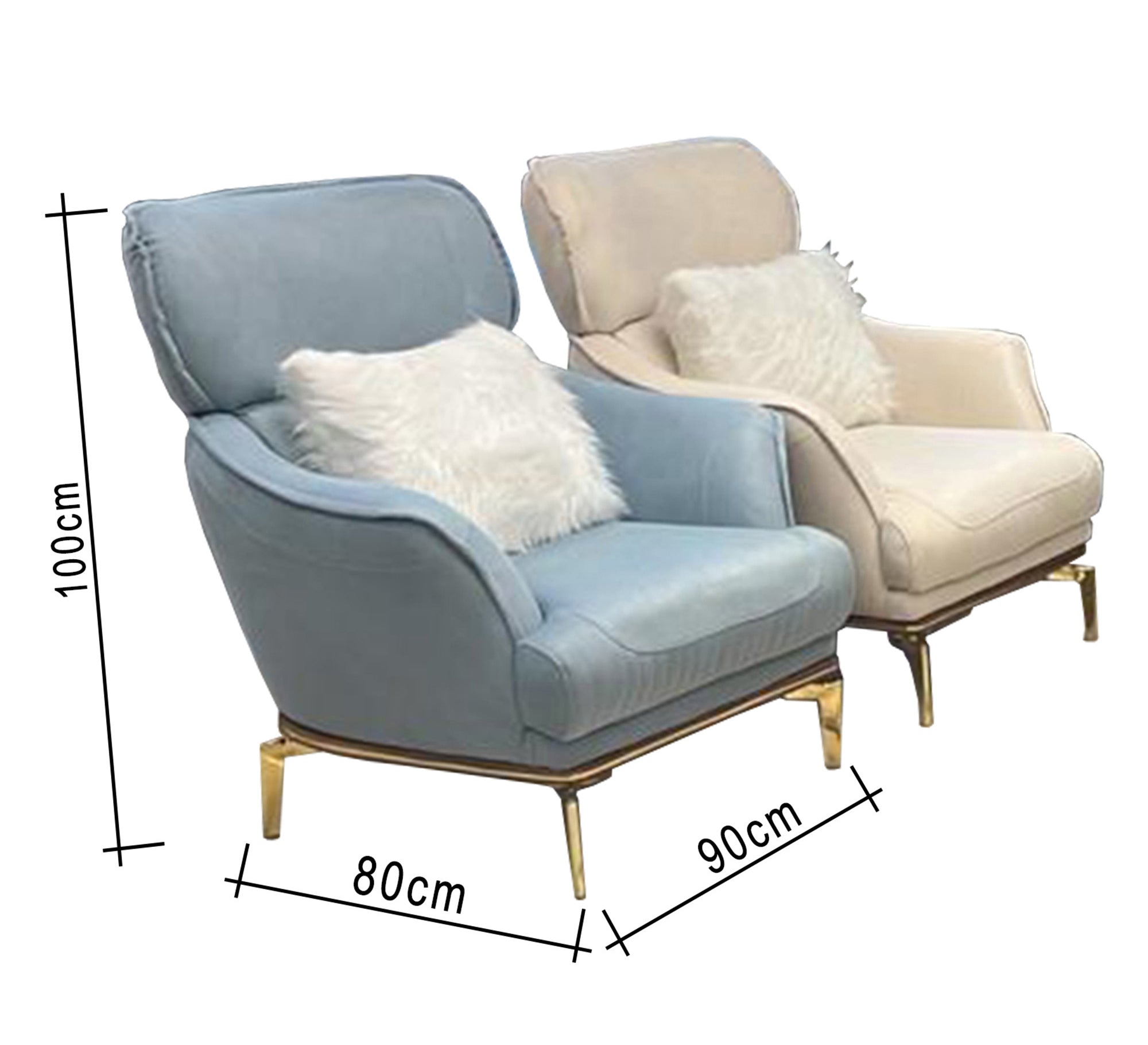 White * sky blue living room - Vitrine Furniture - Salon Sets