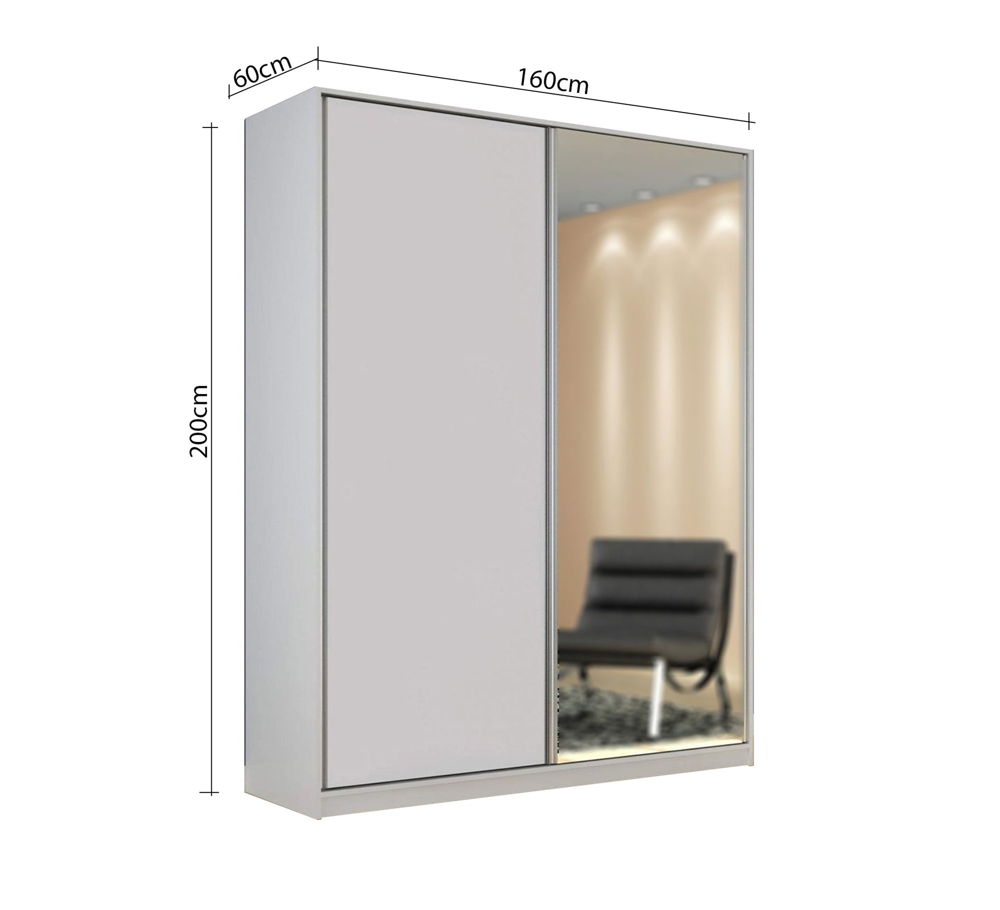 White sliding wardrobe with mirror door - Vitrine Furniture - Furniture