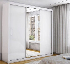White sliding wardrobe with mirror - Vitrine Furniture - Furniture