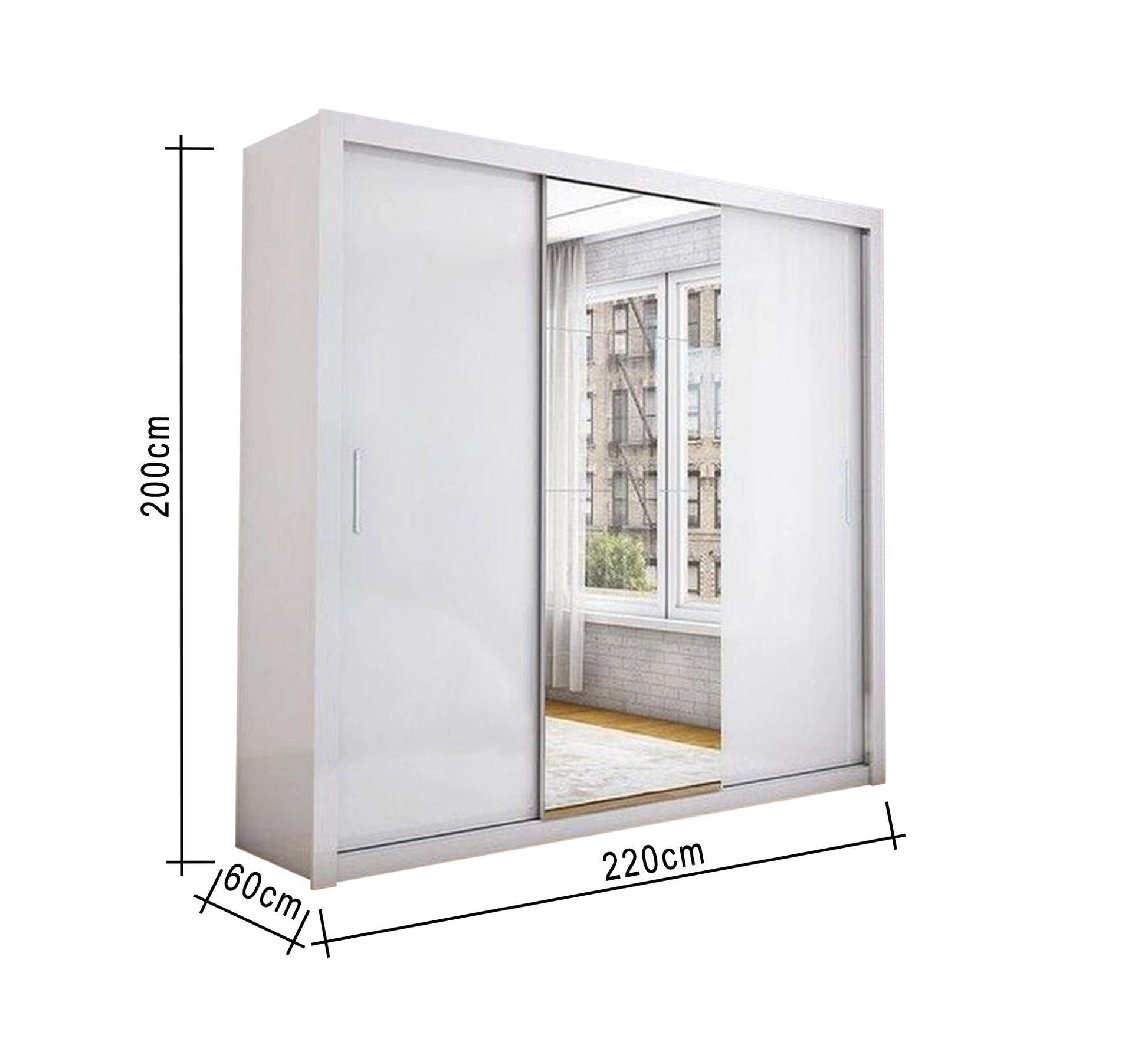 White sliding wardrobe with mirror - Vitrine Furniture - Furniture