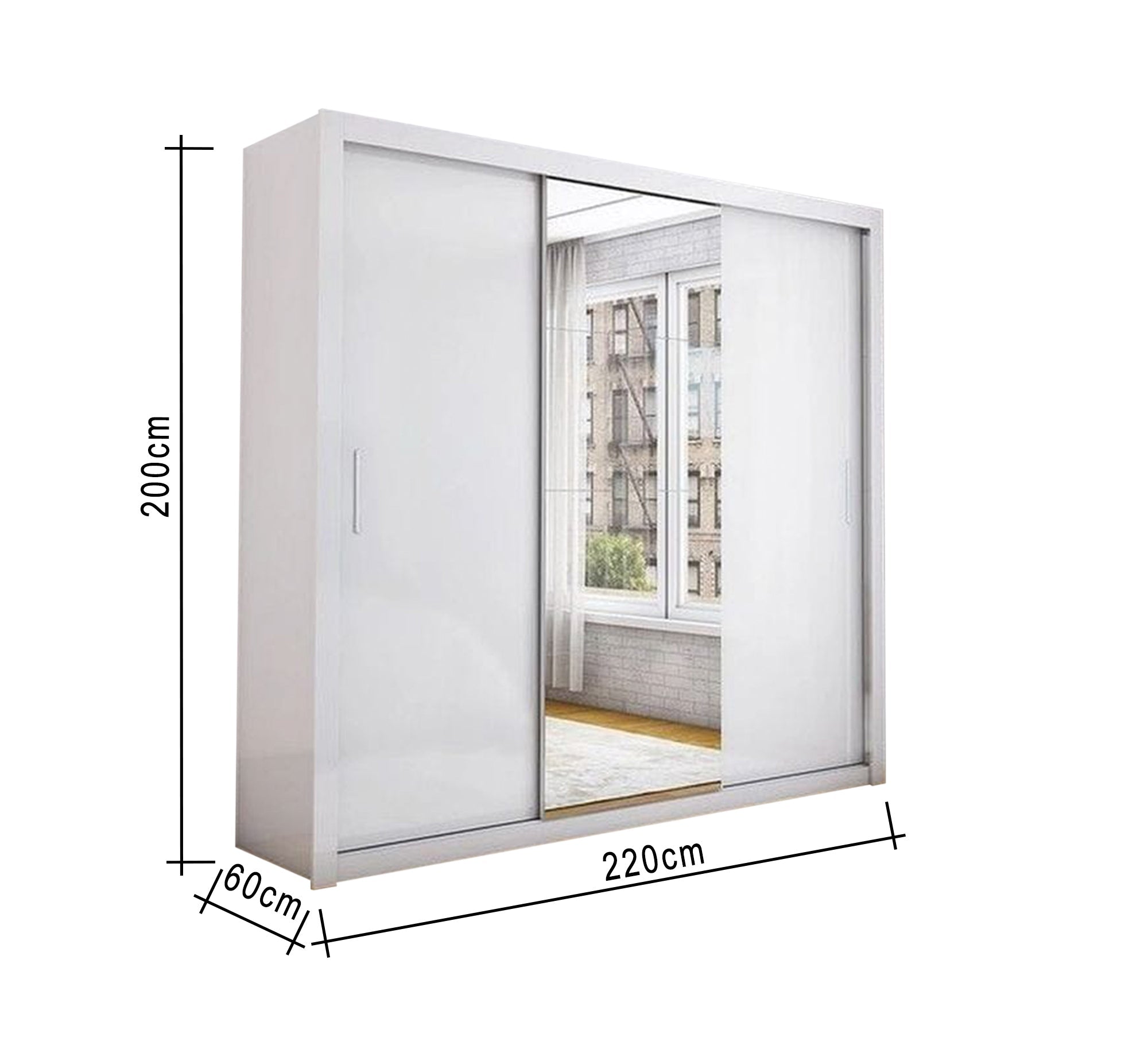 White sliding wardrobe with mirror - Vitrine Furniture - Furniture