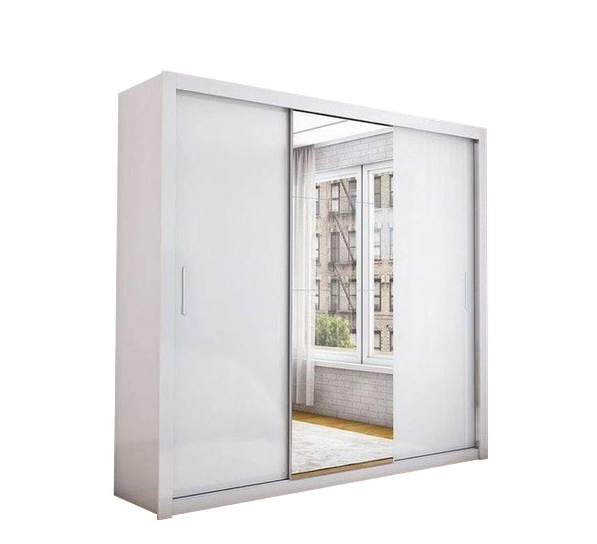 White sliding wardrobe with mirror - Vitrine Furniture - Furniture