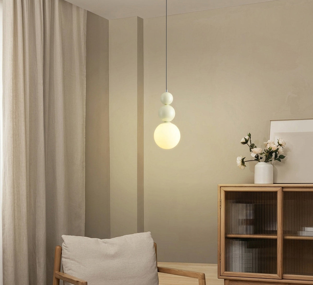 White Stacked Beads Opal Globe Pendant - Vitrine Furniture - Ceiling lights