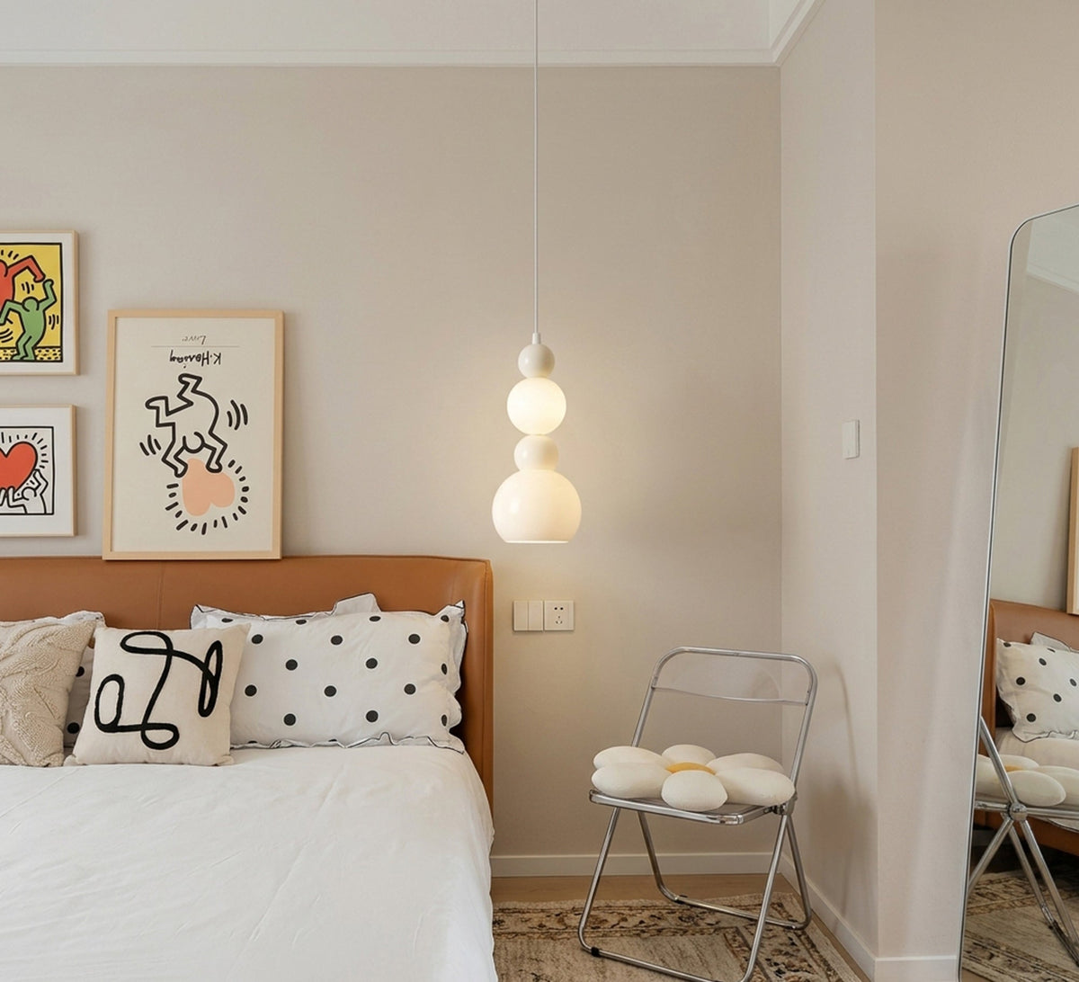 White Stacked Spheres Gourd Pendant Light - Vitrine Furniture - Ceiling lights