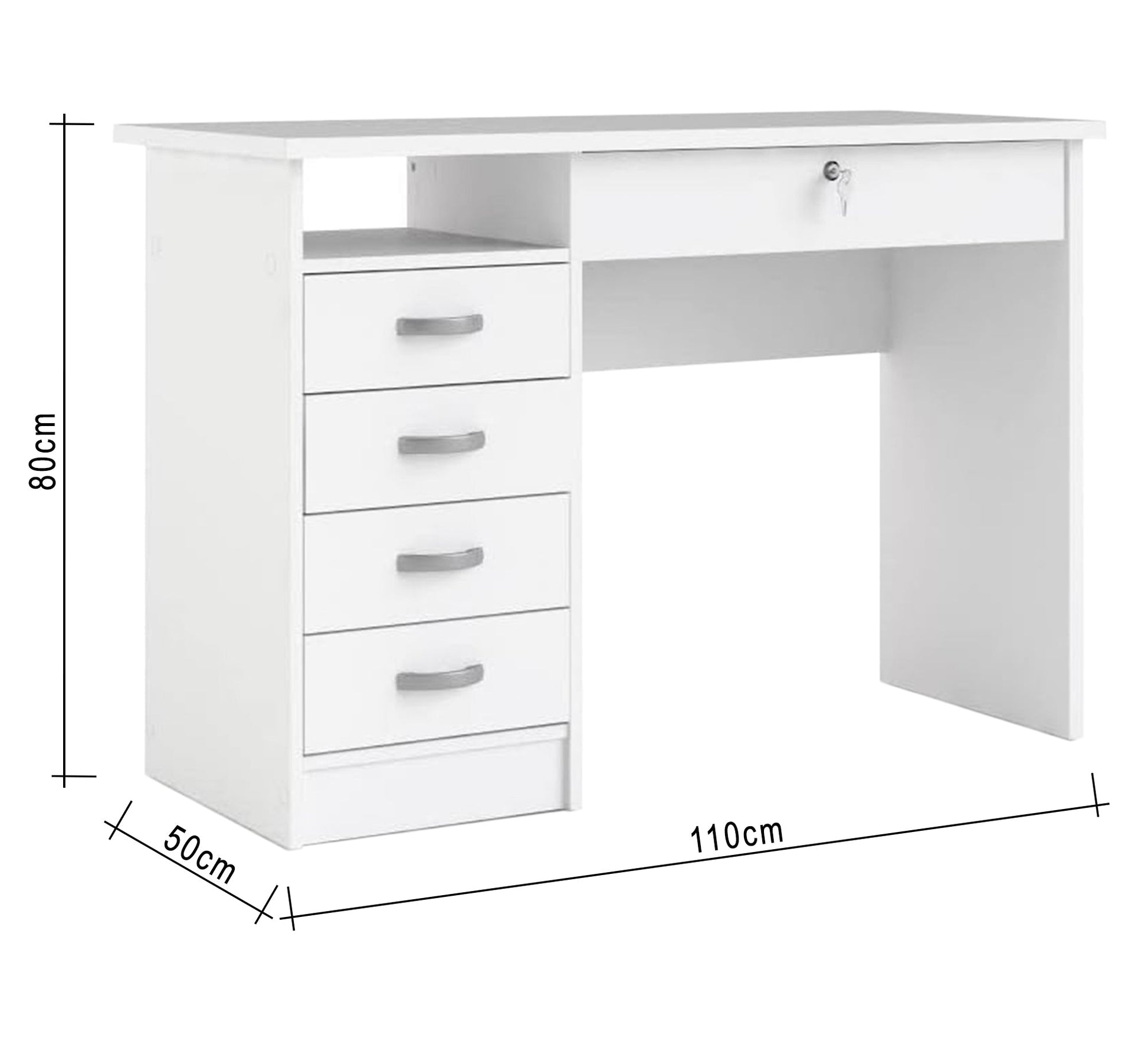 White study desk with storage drawers and a comfortable design - Vitrine Furniture - Furniture