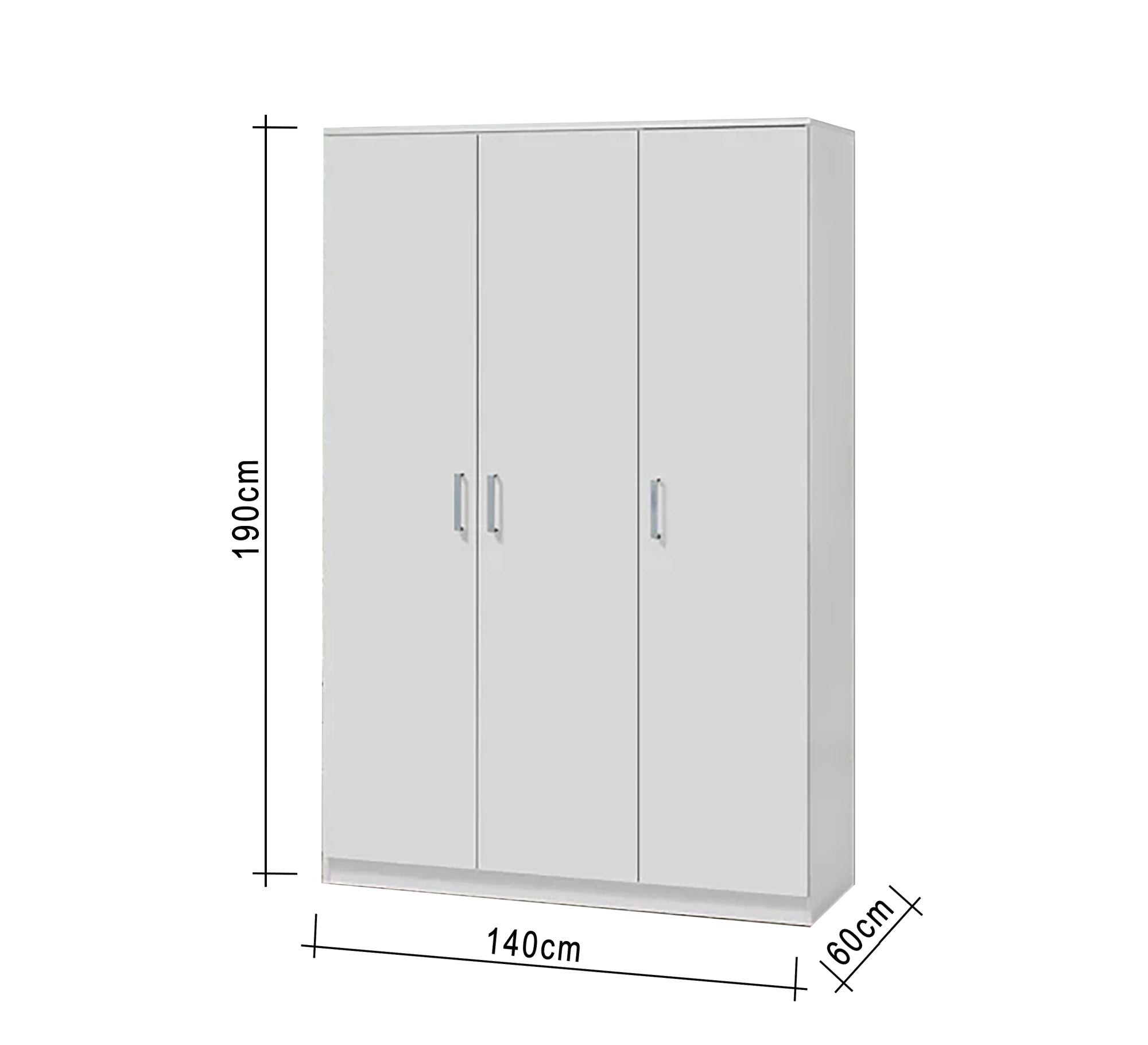 White Three - Doors Wardrobe, Sleek & Spacious - Vitrine Furniture - Furniture