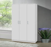 White Three - Doors Wardrobe, Sleek & Spacious - Vitrine Furniture - Furniture