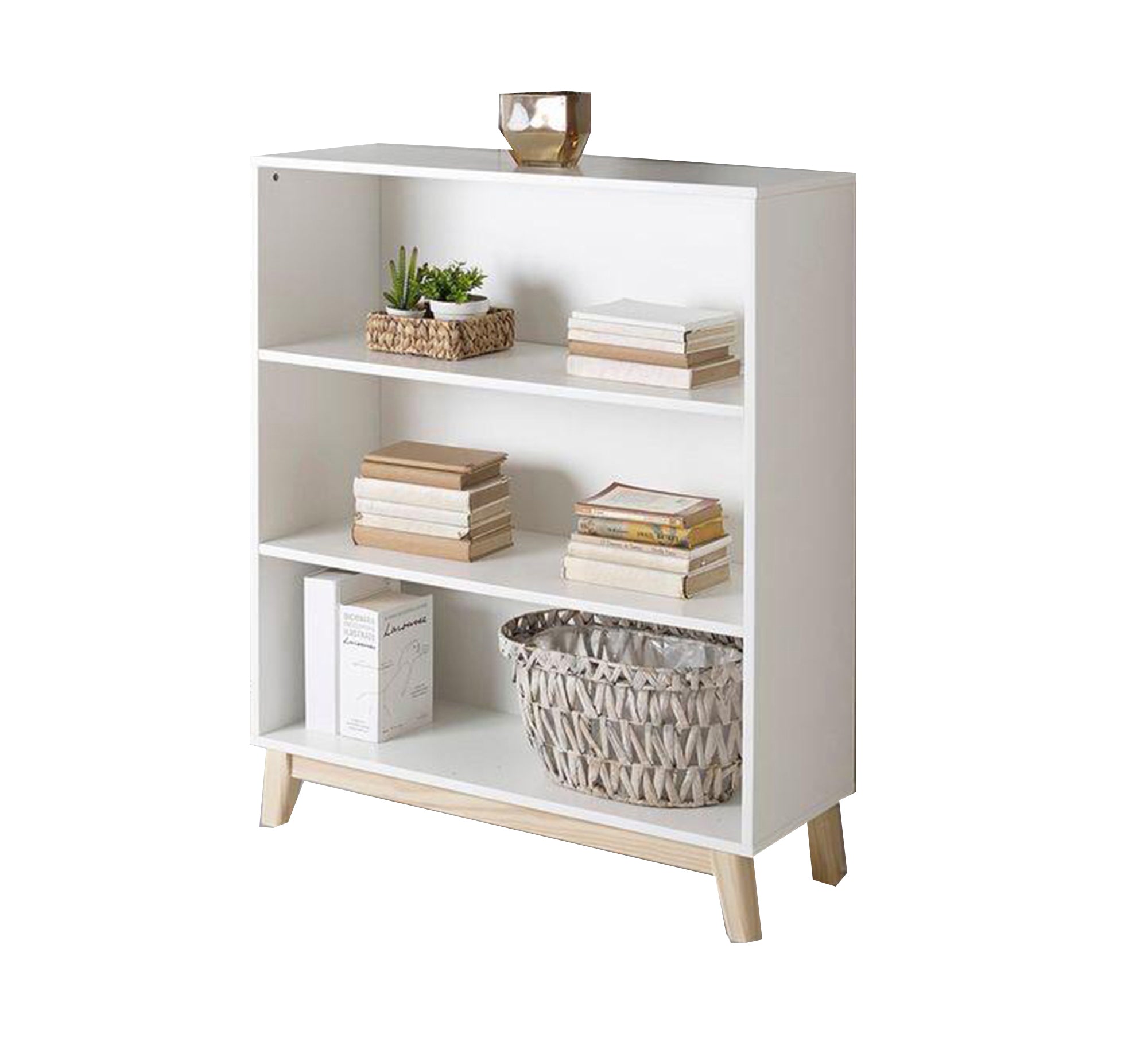 White three - shelf bookcase - Vitrine Furniture - Furniture