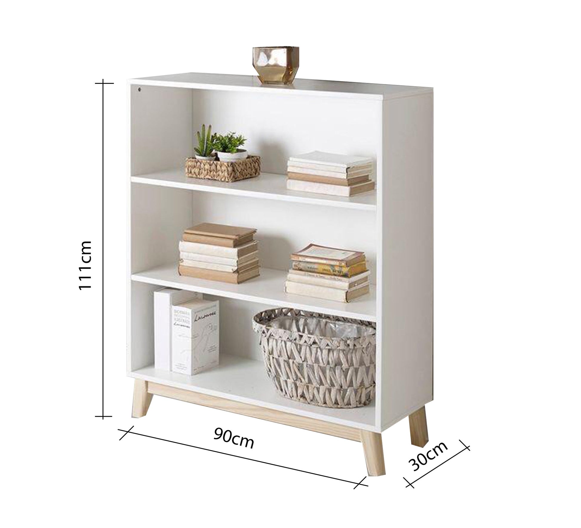White three - shelf bookcase - Vitrine Furniture - Furniture
