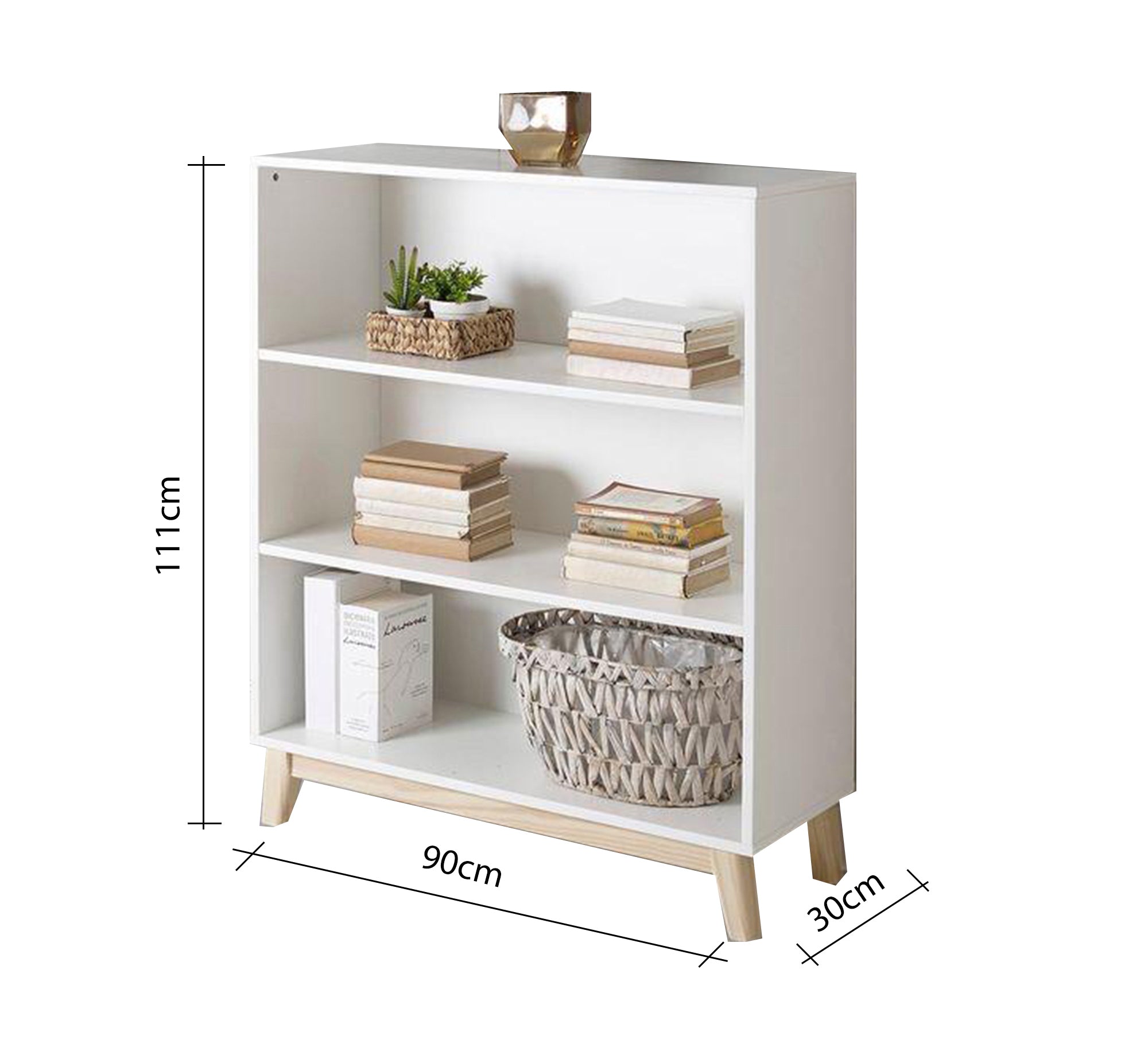 White three - shelf bookcase - Vitrine Furniture - Furniture