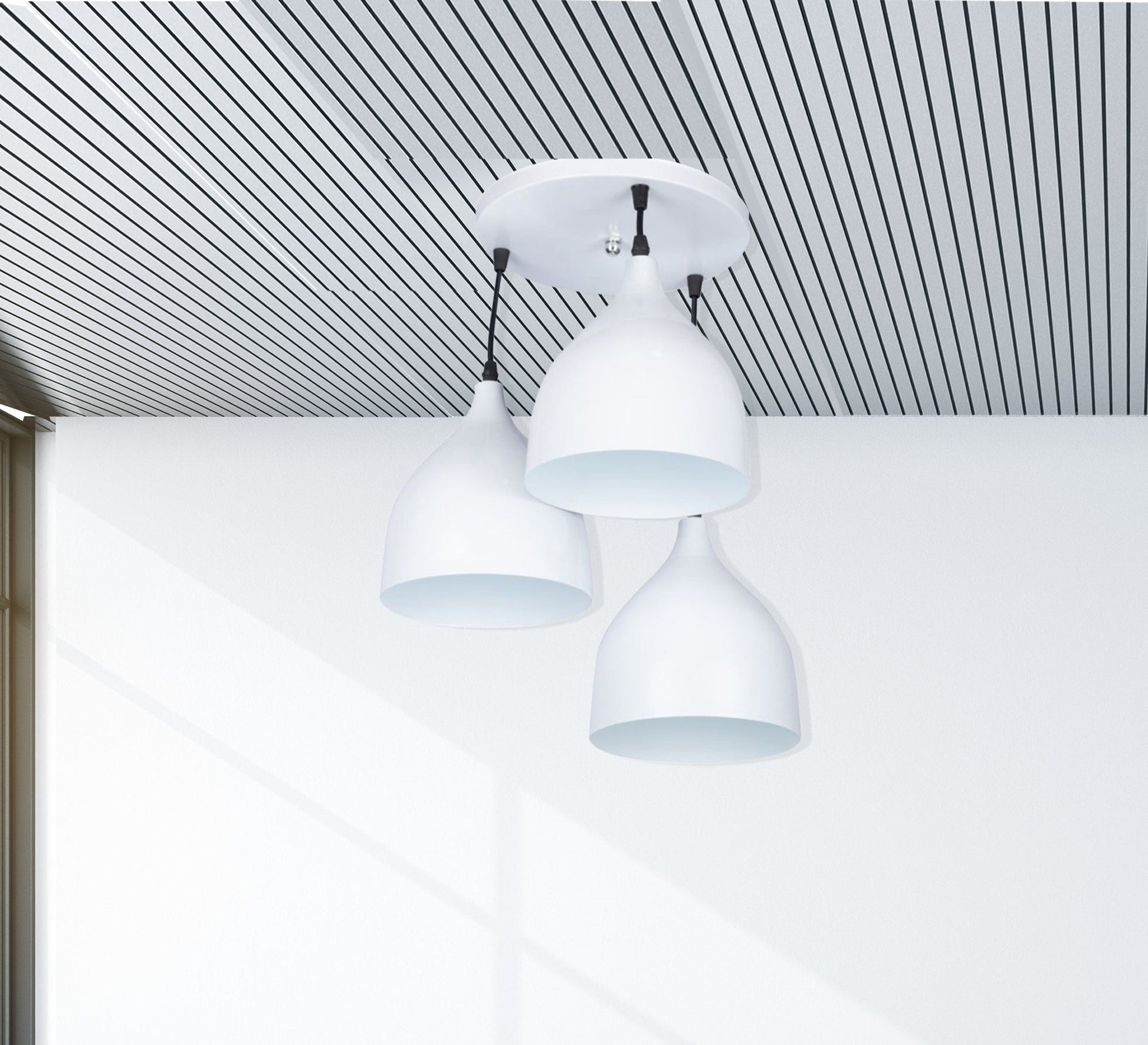 White Triple Chandelier - Vitrine Furniture - Lighting