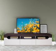 White TV Table - Dark Brown Top, Stylish Design - Vitrine Furniture - TV Table & Cabinet