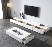 White TV table set - Vitrine Furniture - Furniture
