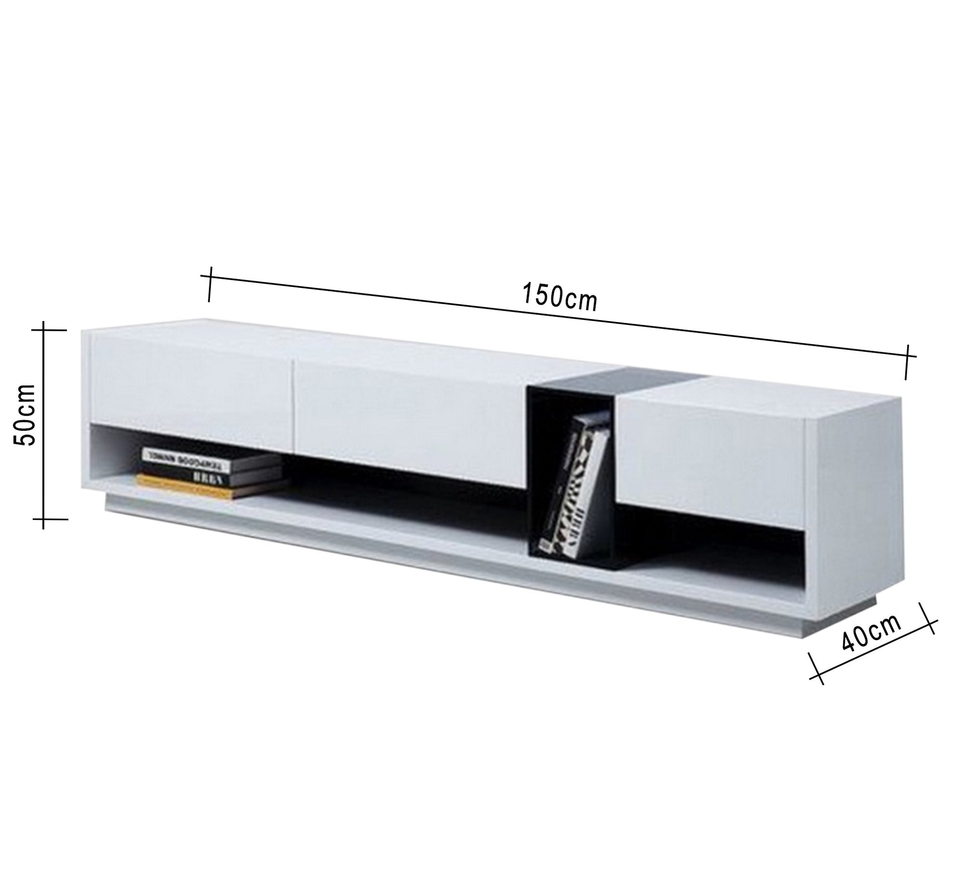 White TV table with black part - Vitrine Furniture - Furniture