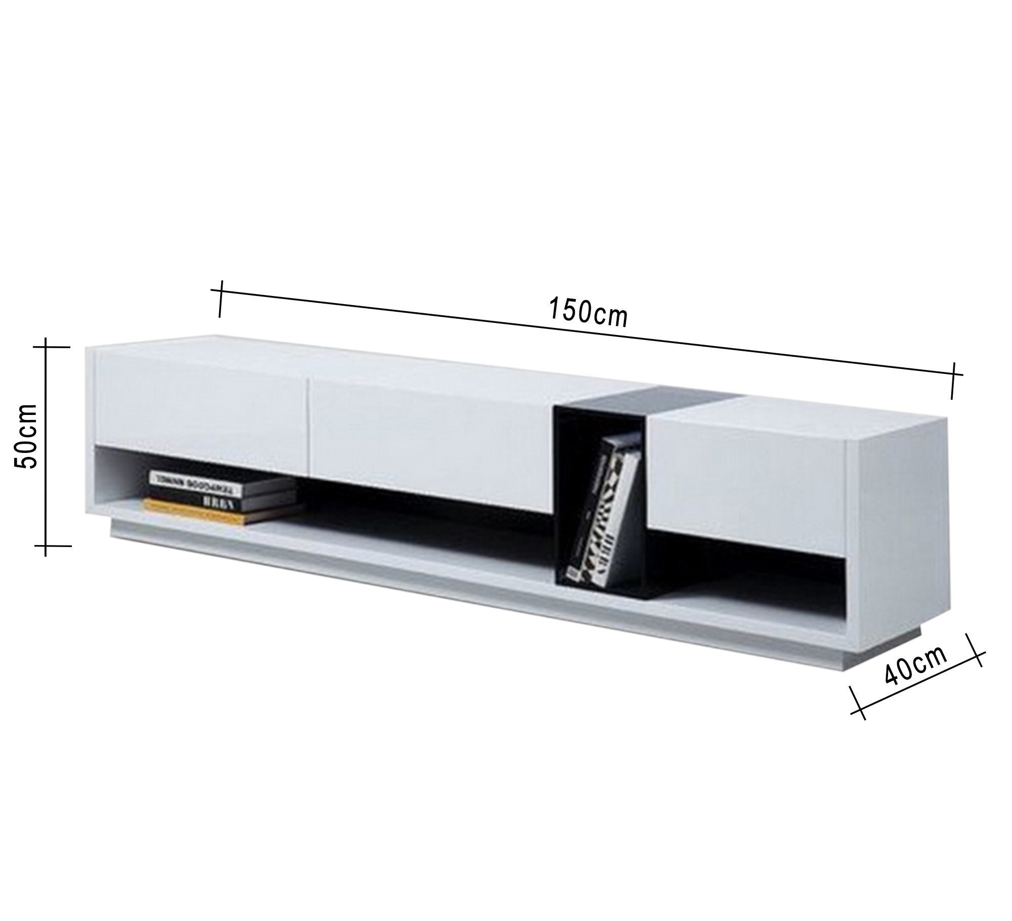 White TV table with black part - Vitrine Furniture - Furniture