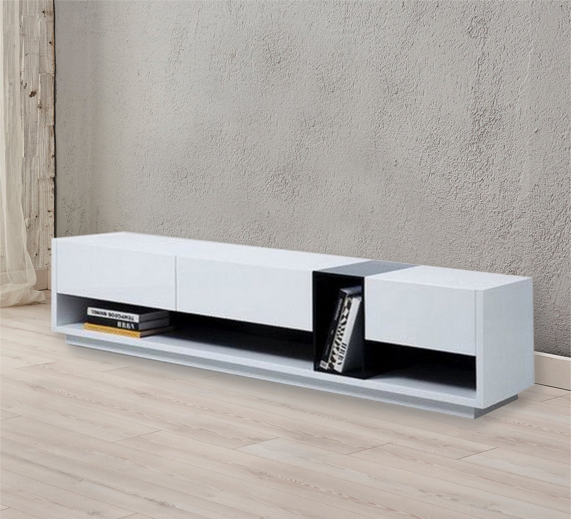 White TV table with black part - Vitrine Furniture - Furniture