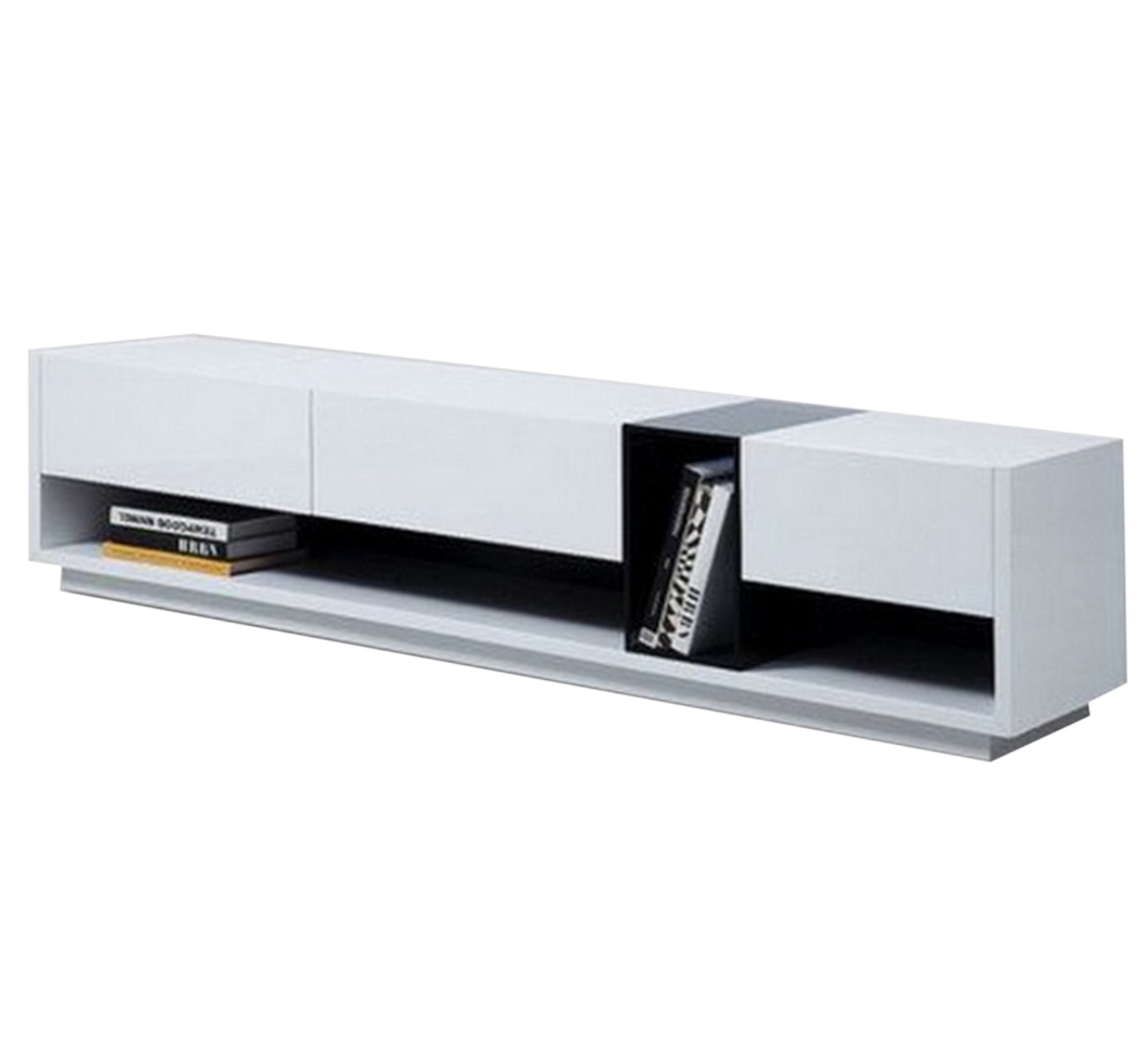 White TV table with black part - Vitrine Furniture - Furniture