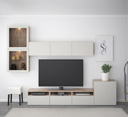White TV Unit Stylish, Two - Piece Elegance - Vitrine Furniture - TV Table & Cabinet