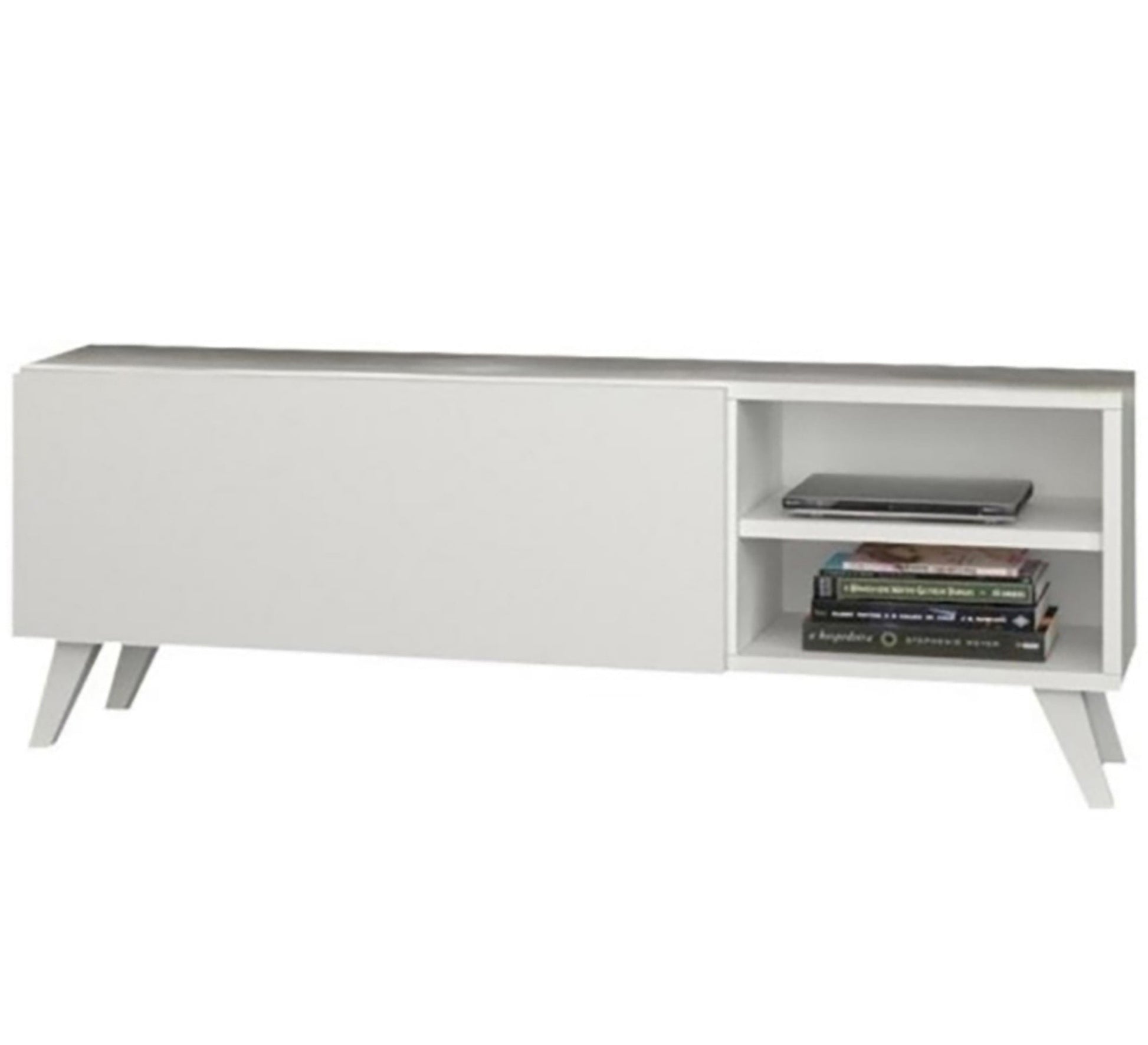 White TV unit with shelf and flap - Vitrine Furniture - Furniture