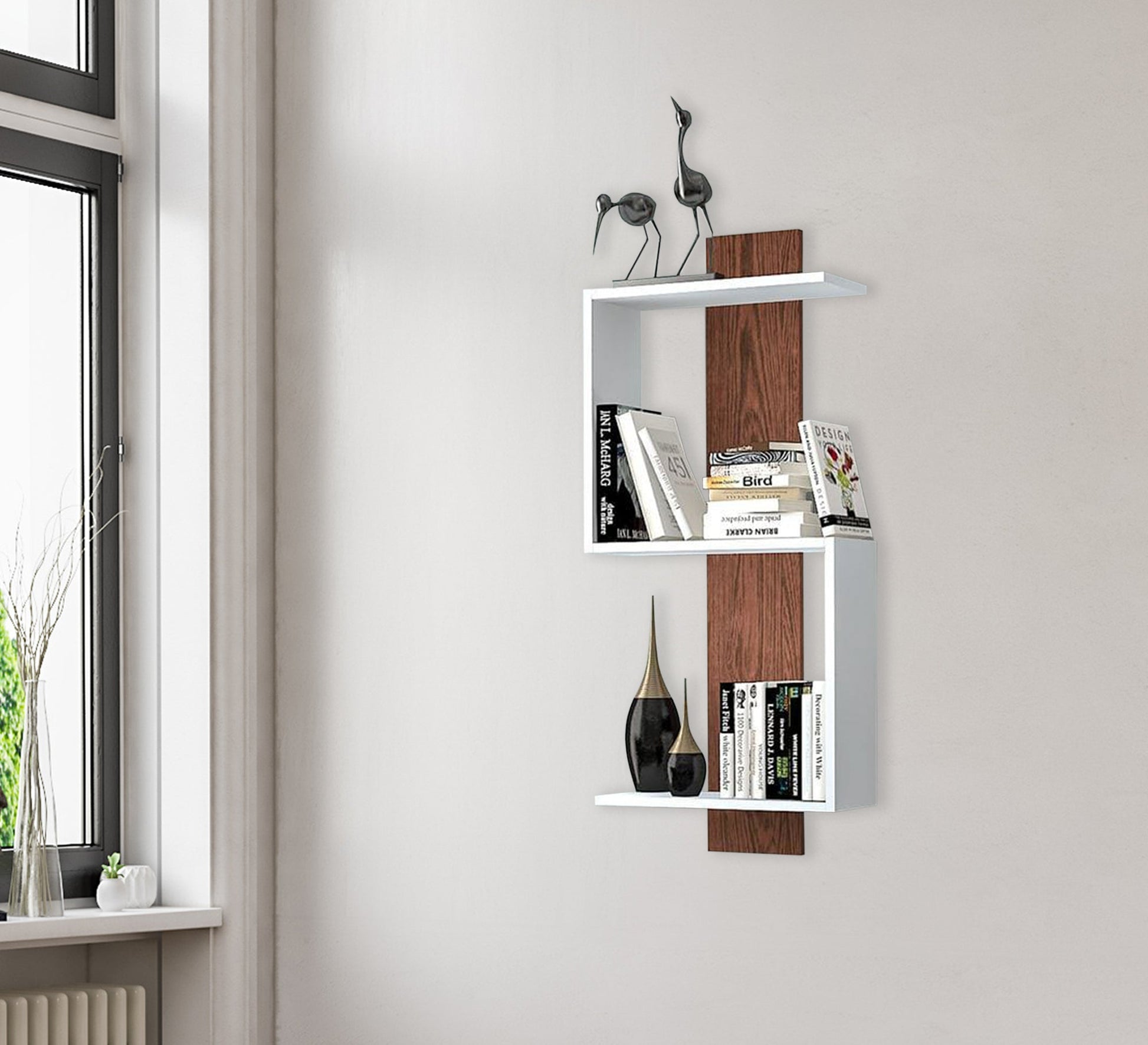 White wall shelf with elegant design - Vitrine Furniture - Furniture