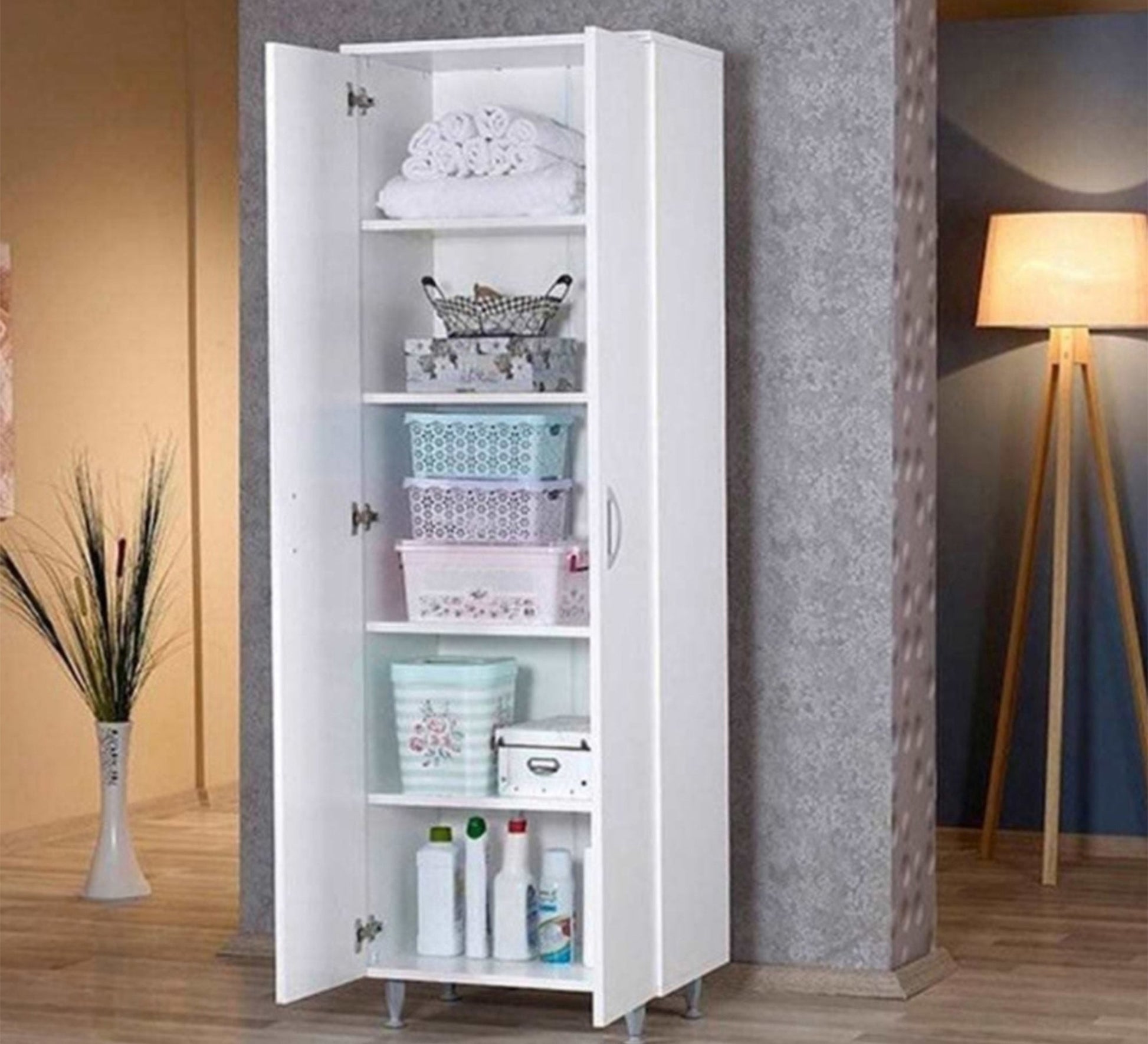 White Wardrobe with 2 hinged shutters - Vitrine Furniture - Furniture