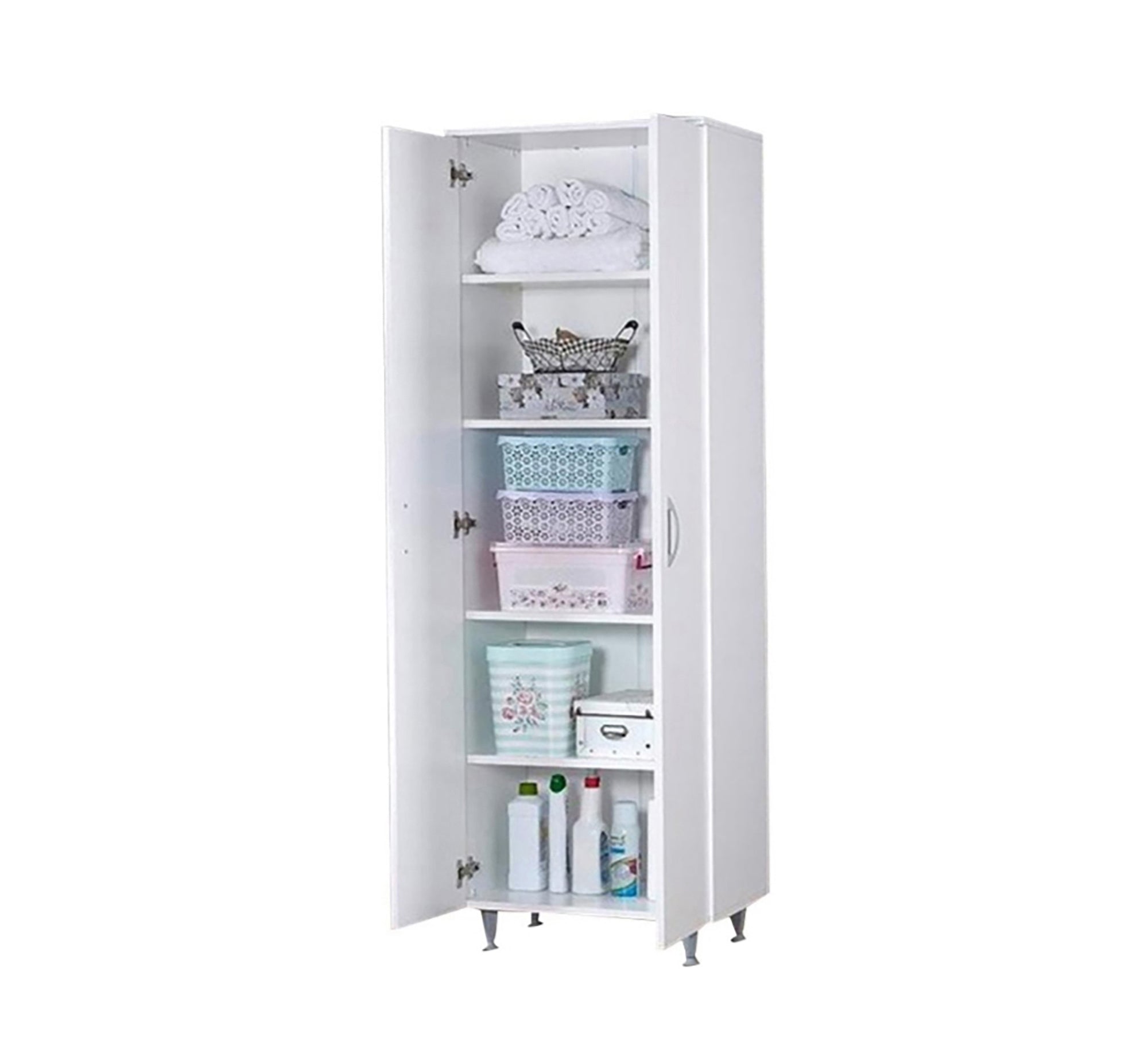 White Wardrobe with 2 hinged shutters - Vitrine Furniture - Furniture