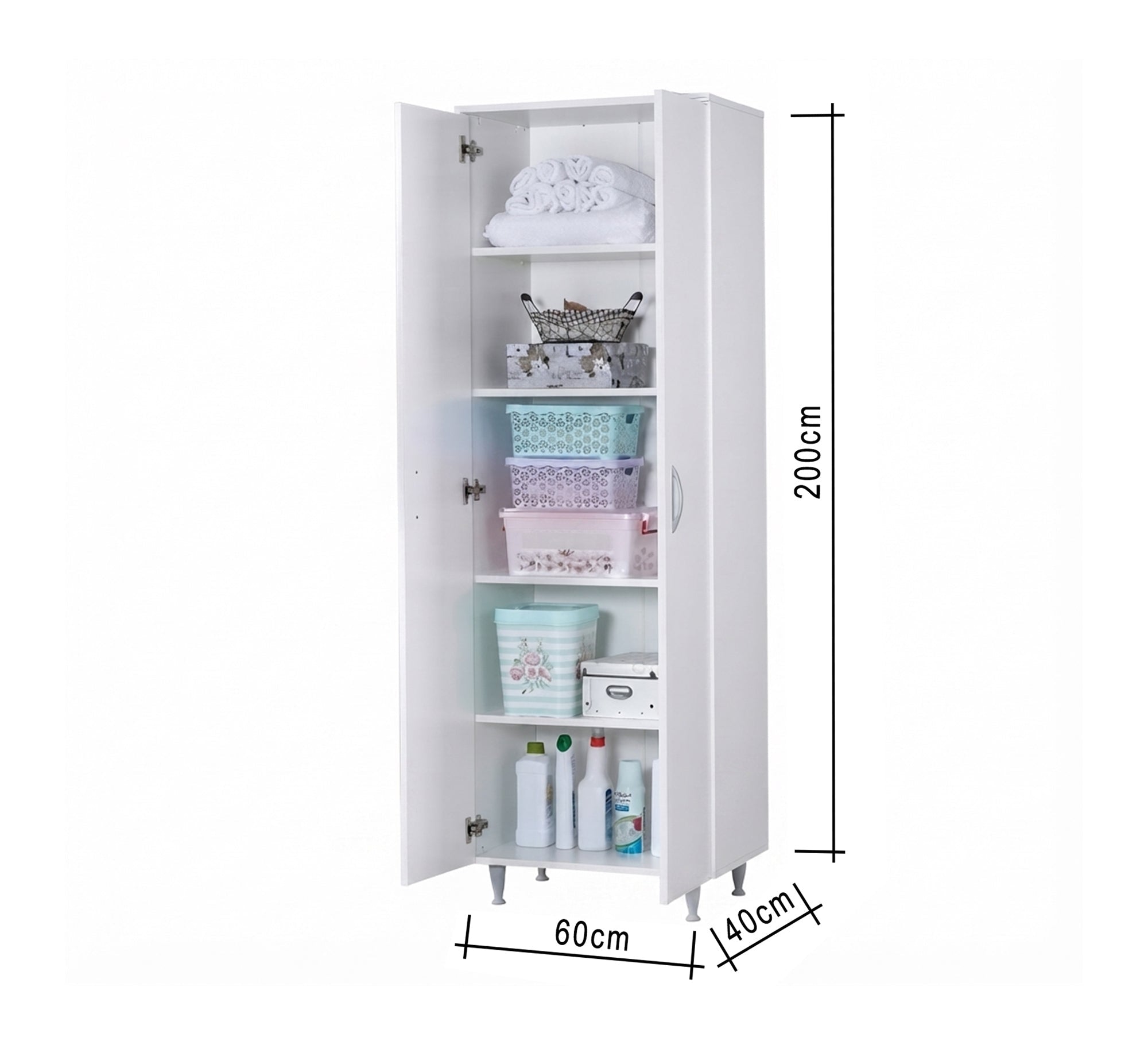 White Wardrobe with 2 hinged shutters - Vitrine Furniture - Wardrobes